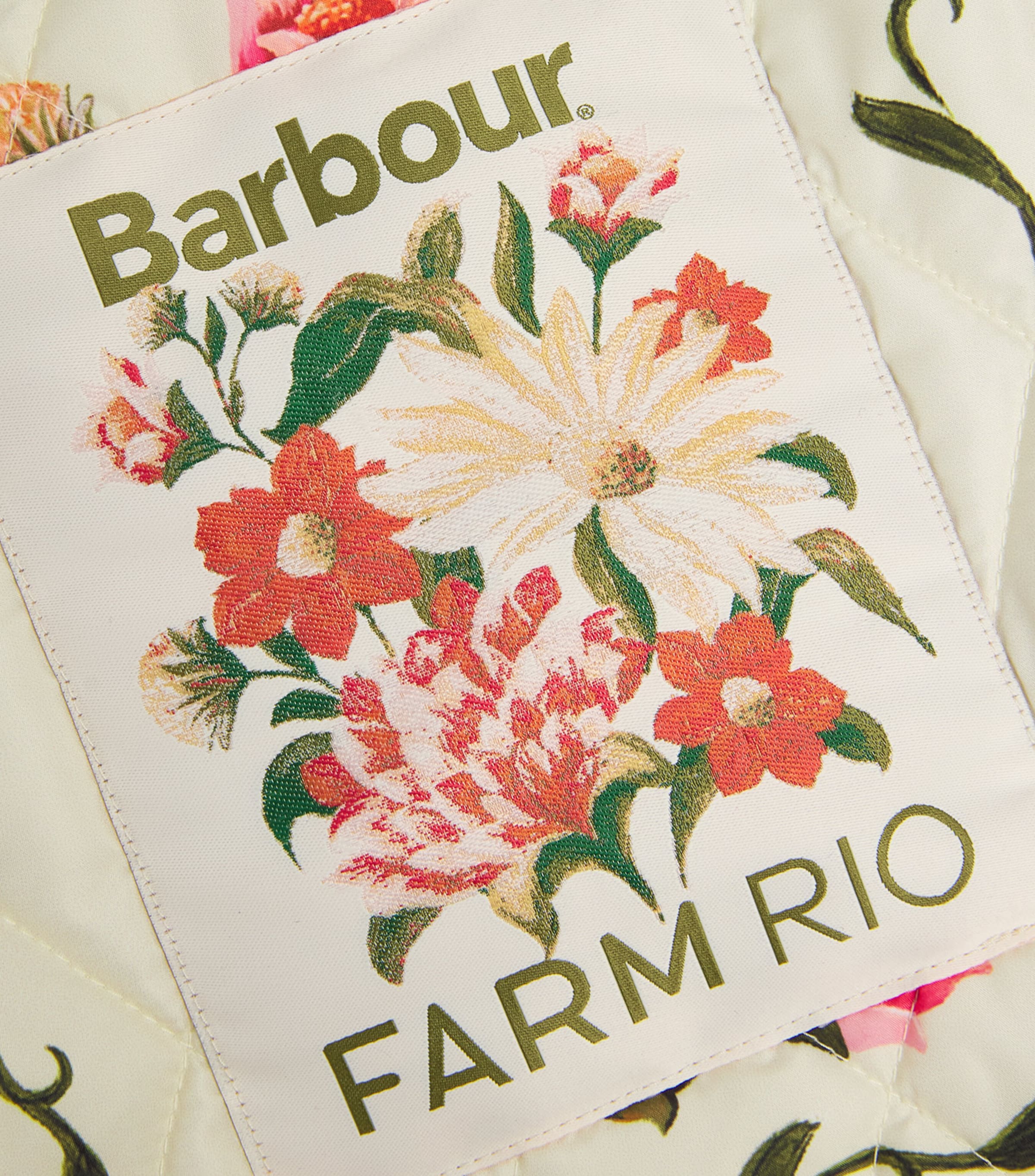 Barbour Womens x Farm Rio Quilted Floral Jacket Cream Spring Petal/f Image 6