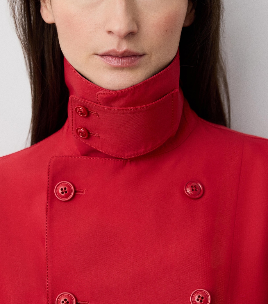 Ralph Lauren Collection Womens Silk-Blend Raquel Trench Coat Bright Red Image 6