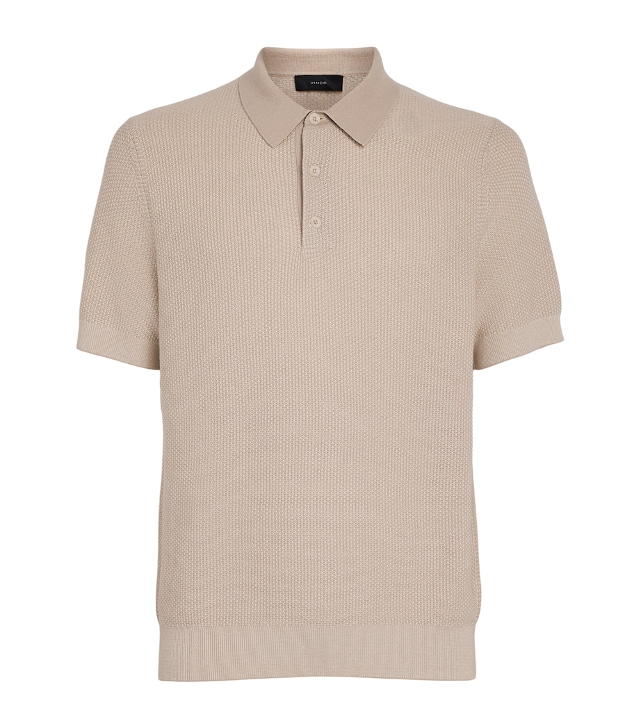 Vince Mens Wool-Blend Jacquard Polo Shirt Image 1