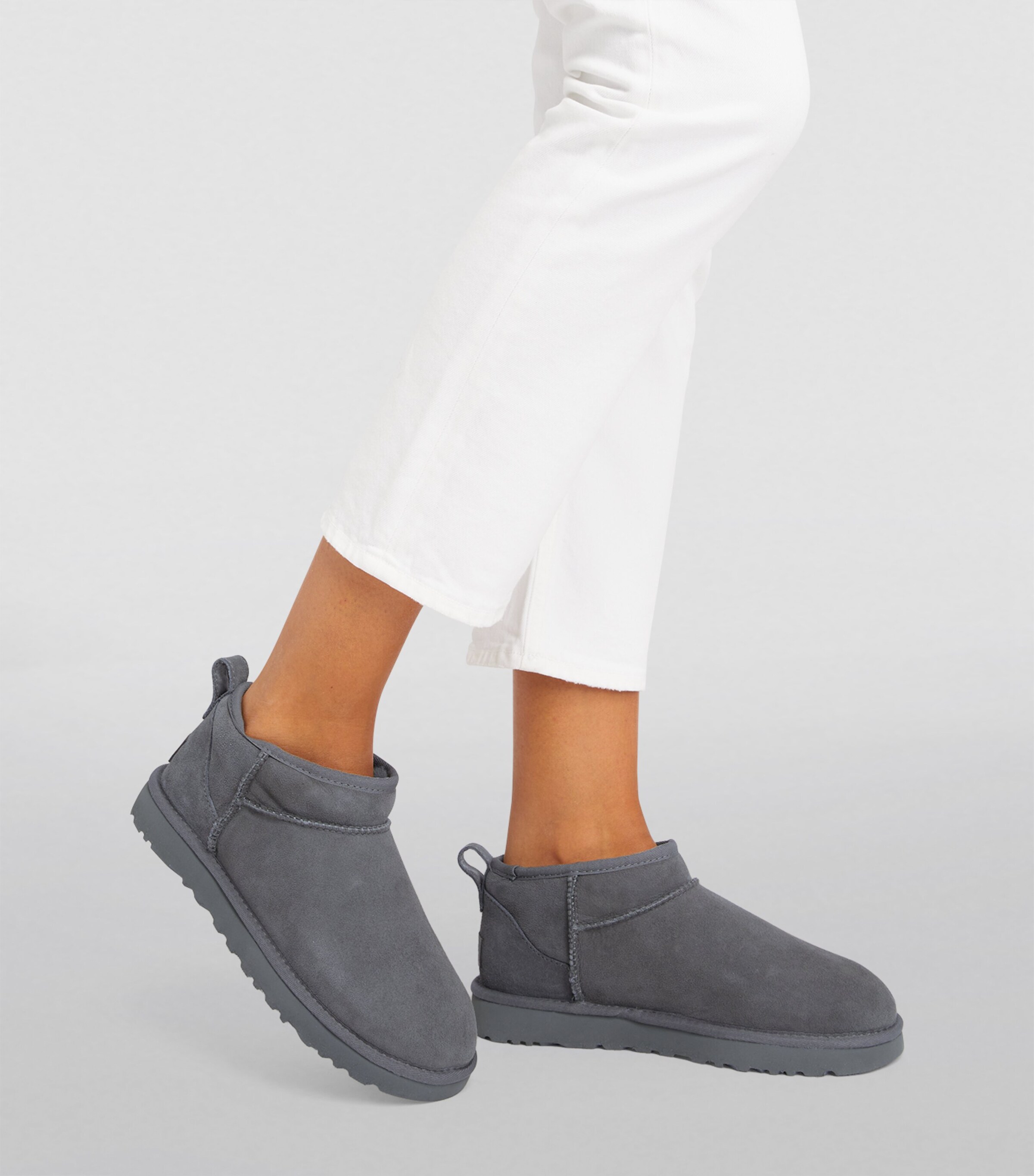 UGG Womens Suede Classic Ultra Mini Boots Grey Image 2