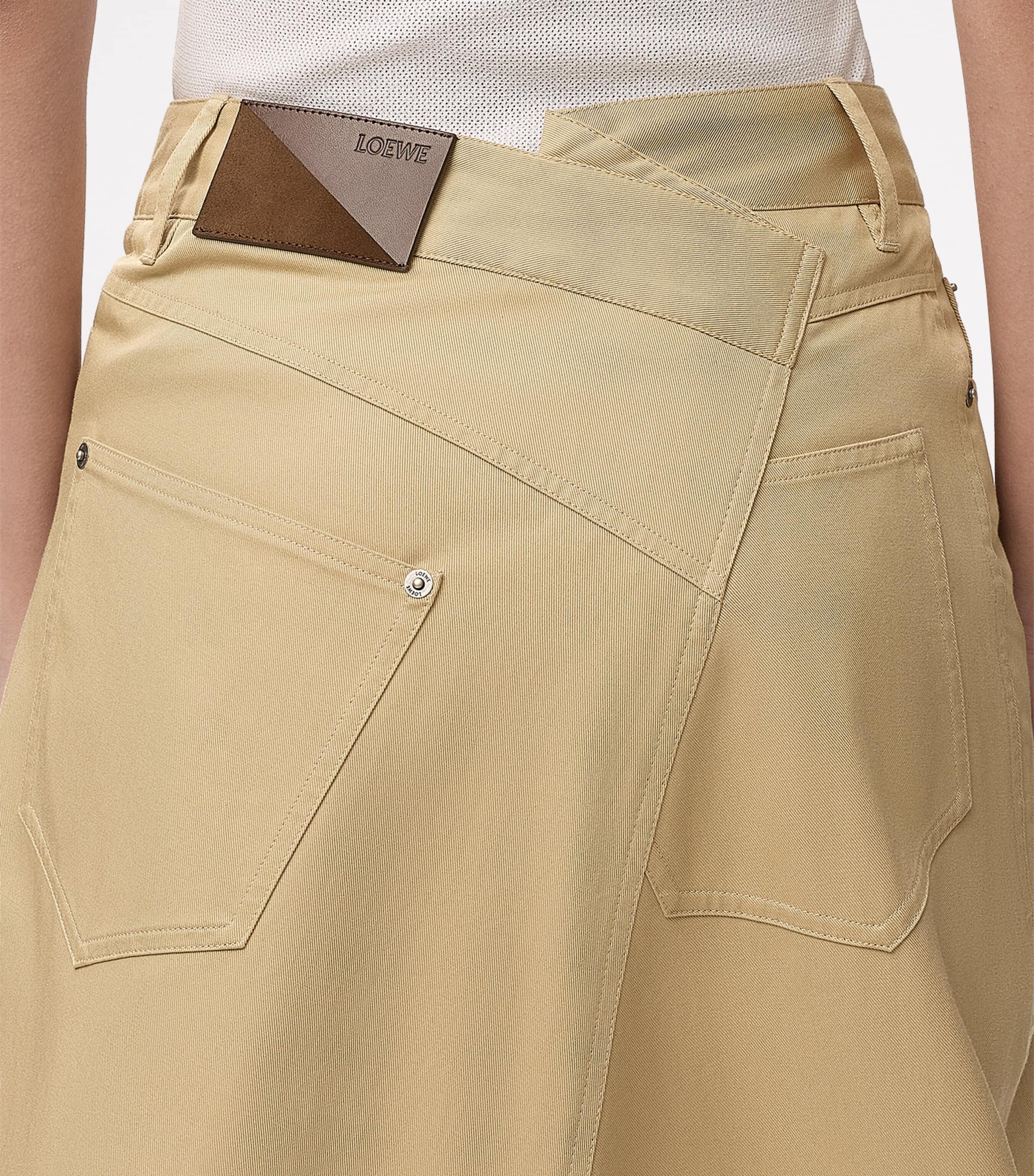LOEWE Womens Cotton Asymmetric Midi Skirt Beige Image 5