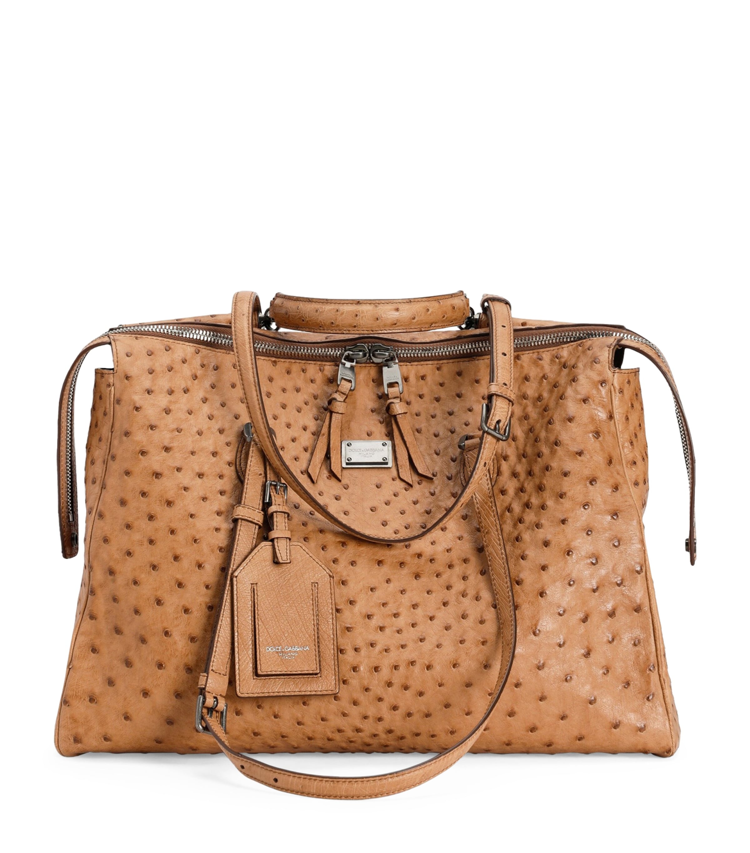 Ostrich Leather Vittoria Shoulder Bag 80040-CAMEL Image 1