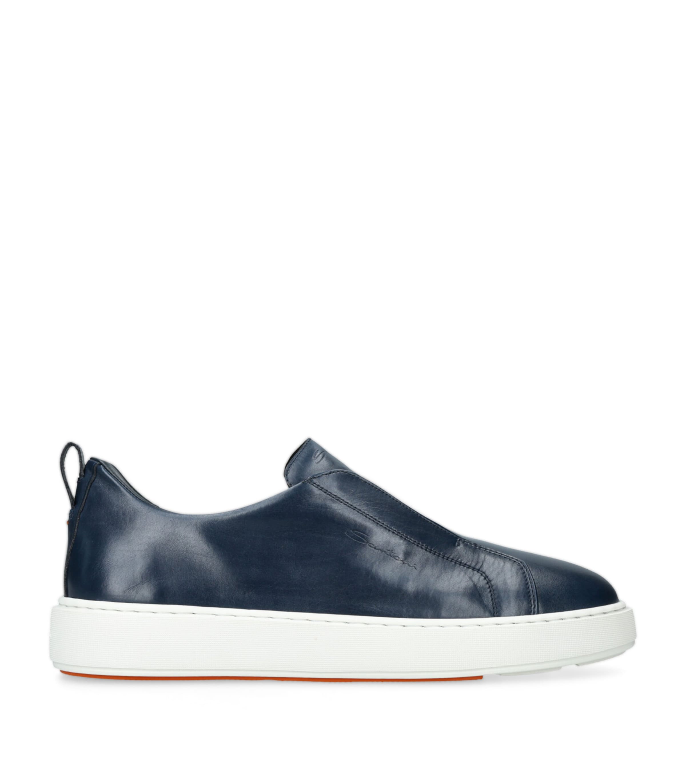 スニーカー Santoni Clean Sneakers In Grainy Leather Santoni - Clean Black Leather Sneaker | Mitchell Stores