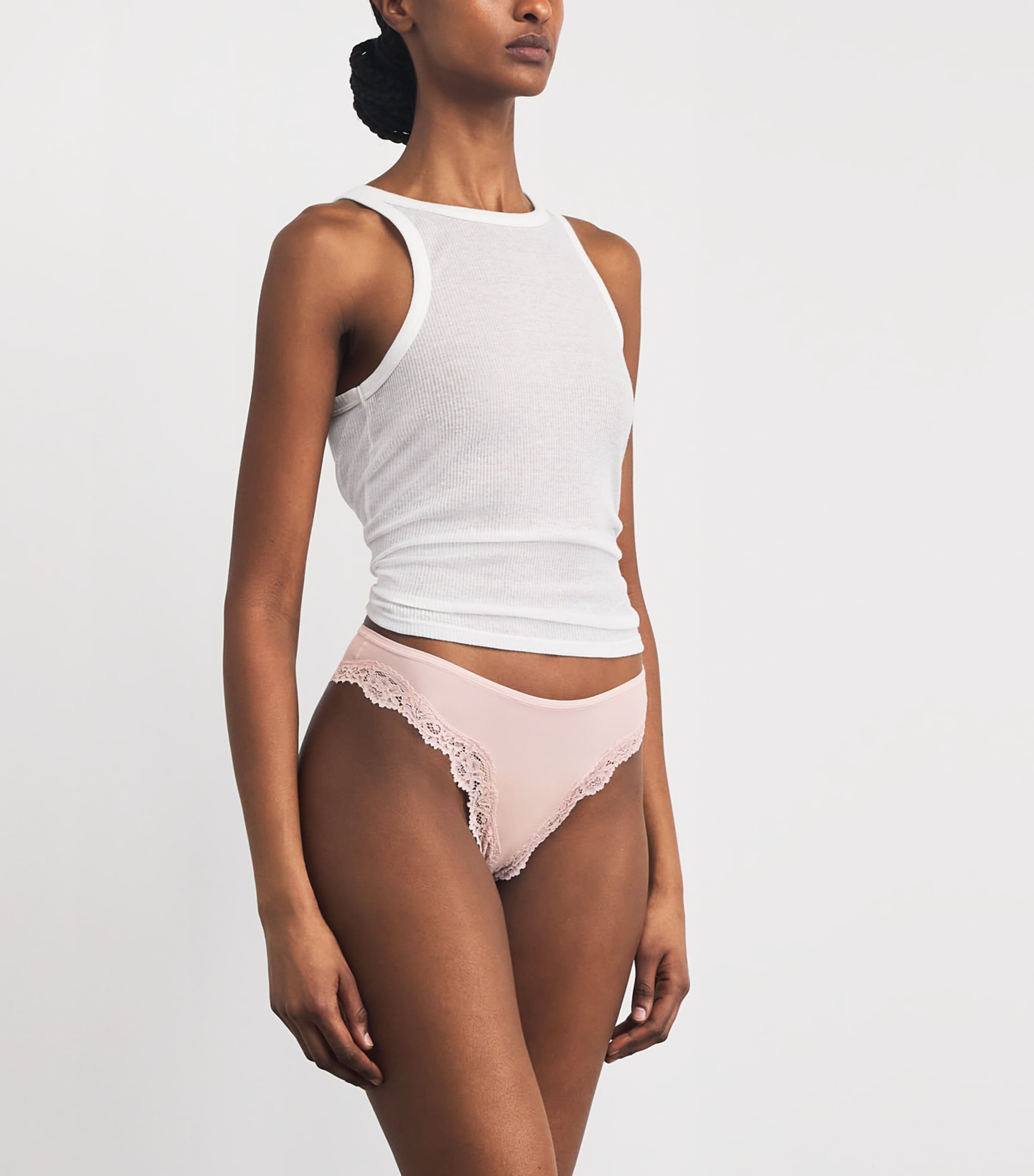 Skims Womens Lace-Trim Fits Everybody Cheeky Tangas (Pack of 5) Ivory Prl Bow Mlti Image 2