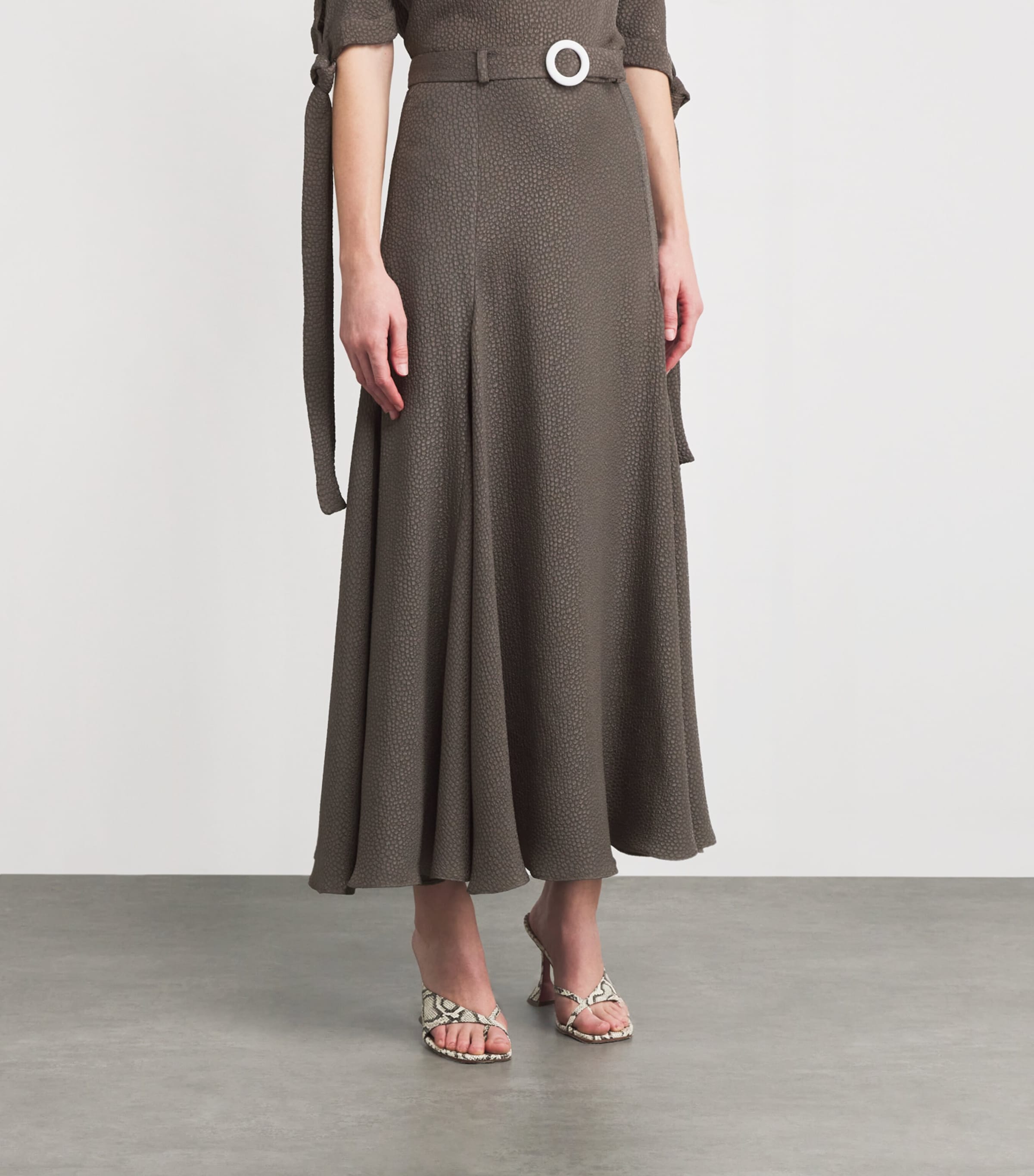 Jacquard Belted Jete Midi Skirt SLATE GREY Image 3