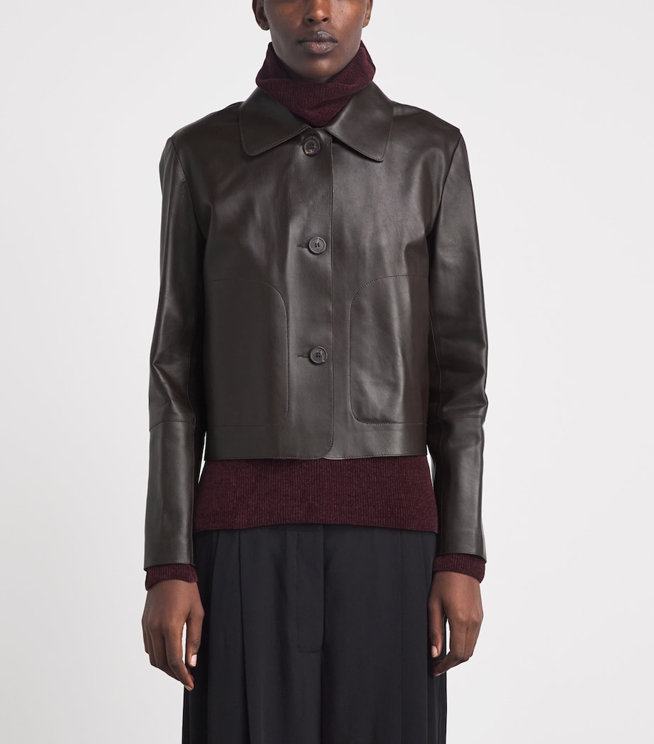 Arma Womens Tailored Emy Leather Jacket Coffee Bean Image 4