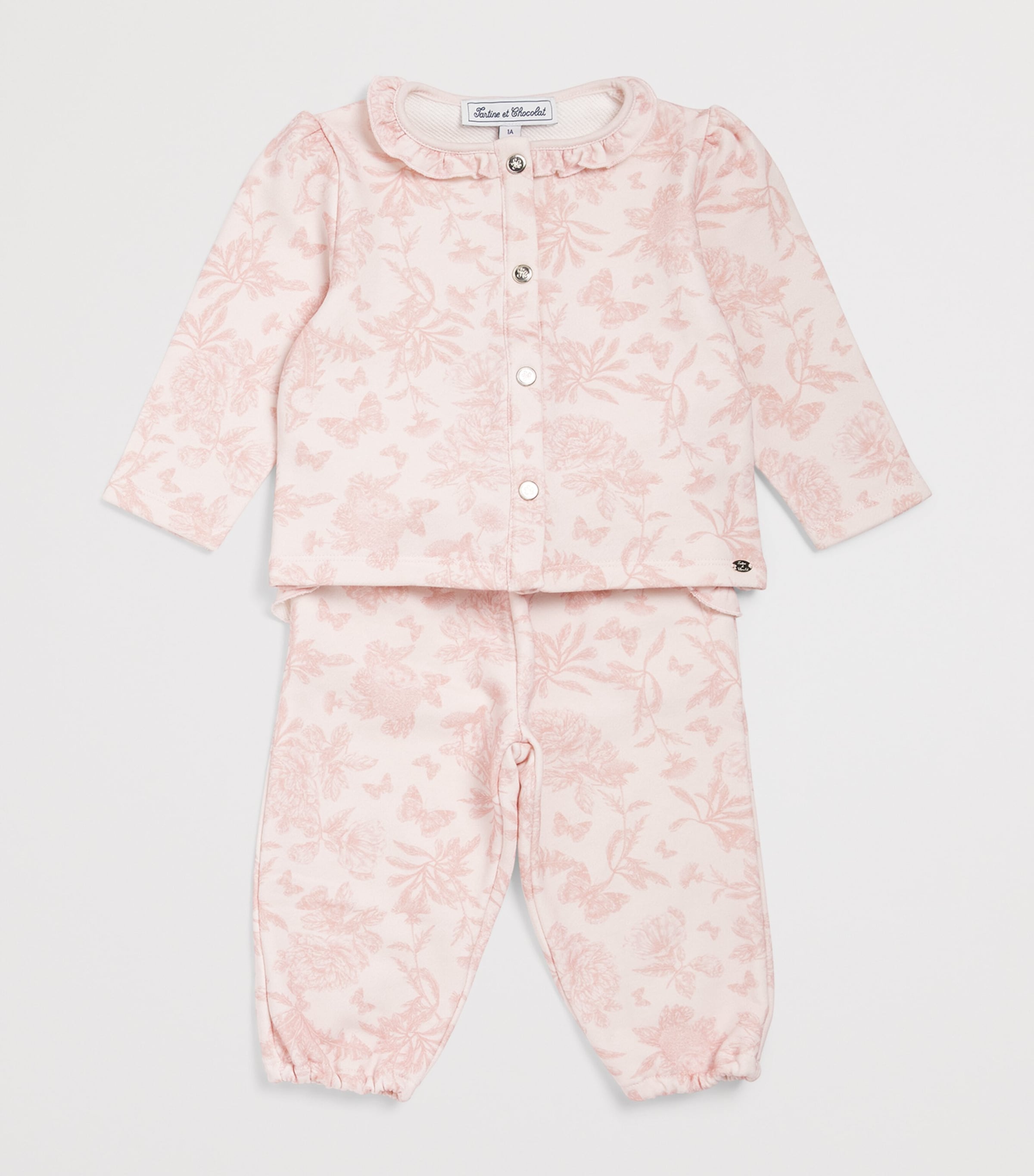 Cotton Toile de Jouy Top and Trousers Set (3 Months-4 Years) 31ROSE PÂLE Image 3
