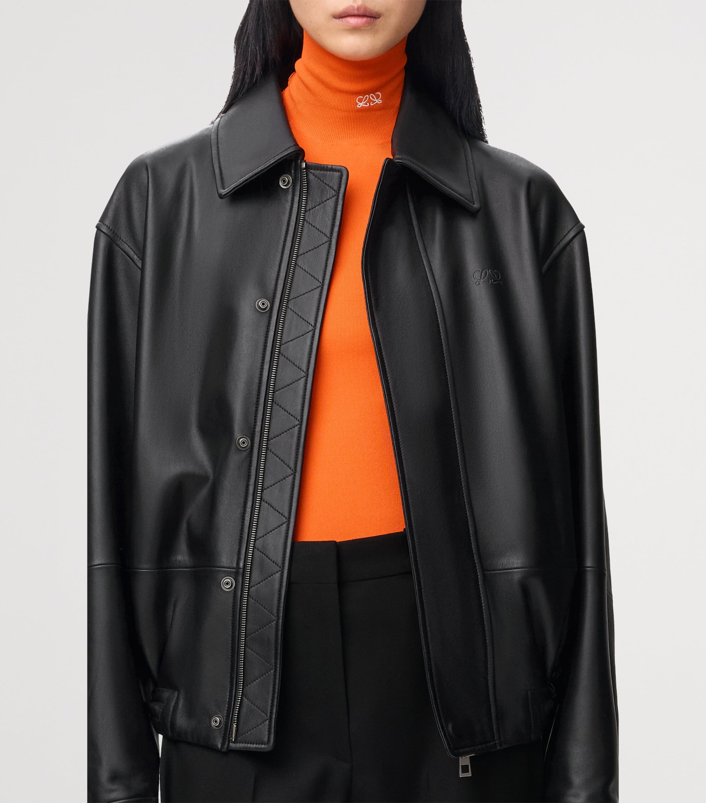 LOEWE Womens Nappa Leather Jacket Black Image 5
