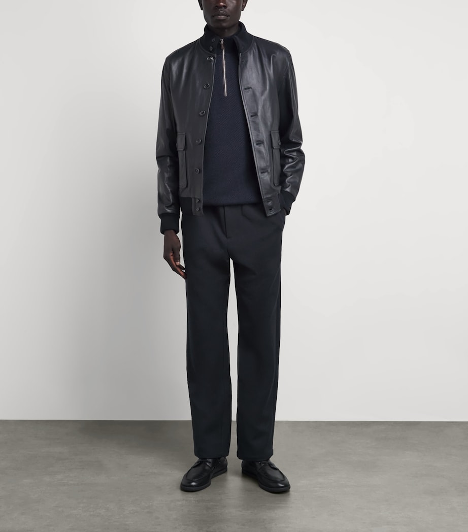 Valstar Mens Leather Padded Valstarino Jacket Navy Image 2