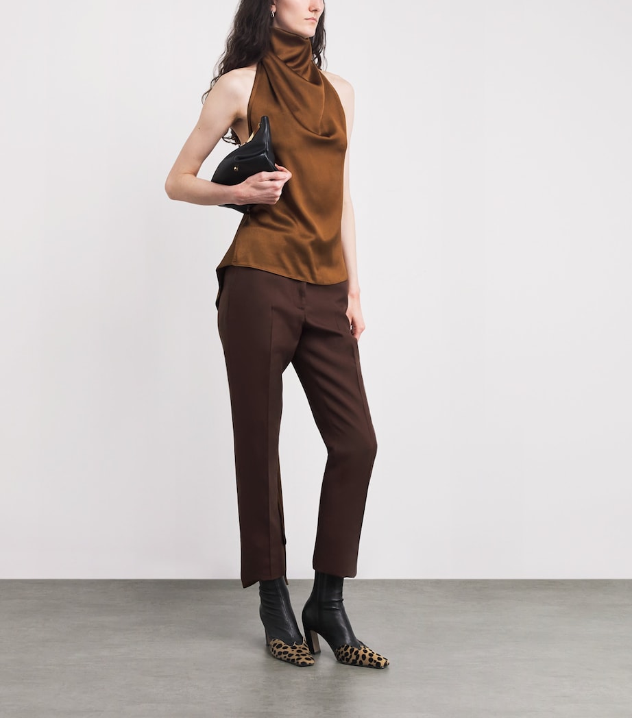 Khaite Leather Leopard-Trim Nevada Ankle Boots 85 Camel/oth Image 5