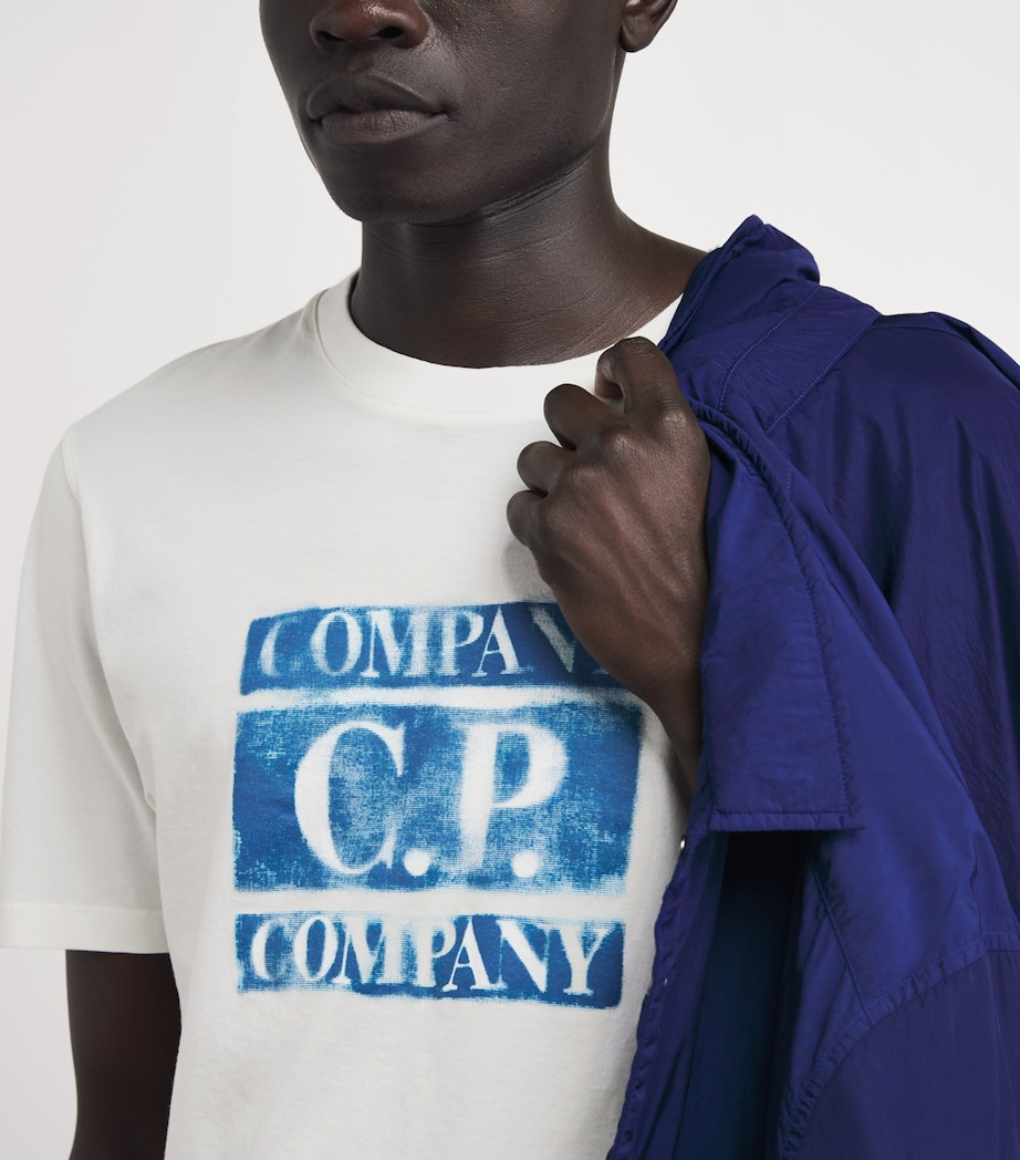 C.P. Company Mens Cotton Graffiti Logo T-Shirt Gauze White Image 3