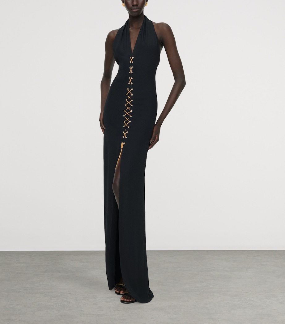 Schiaparelli Womens Laced Halterneck Maxi Gown Black Image 5