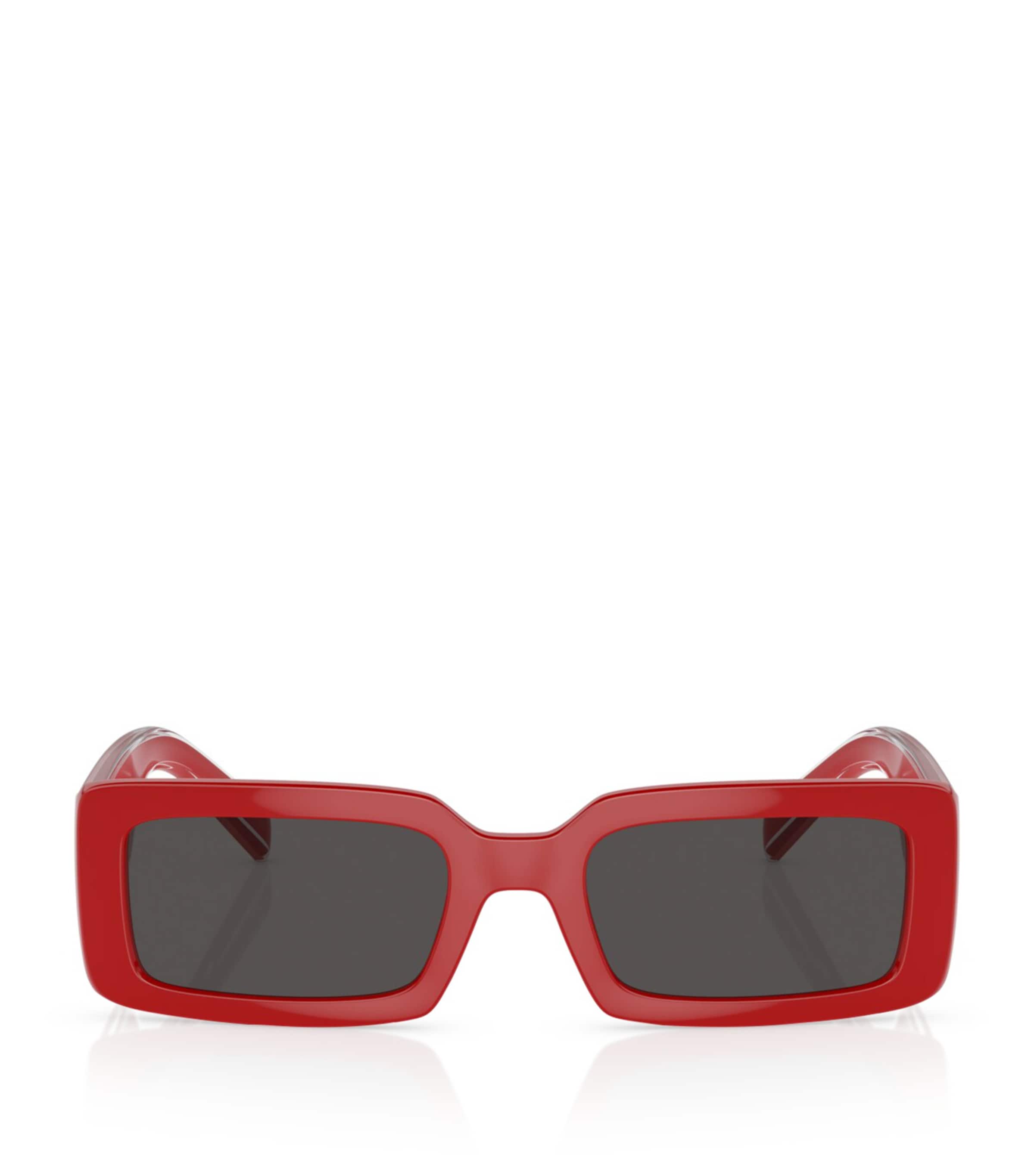 Dolce & Gabbana Logo-print Rectangle-frame Sunglasses In Red