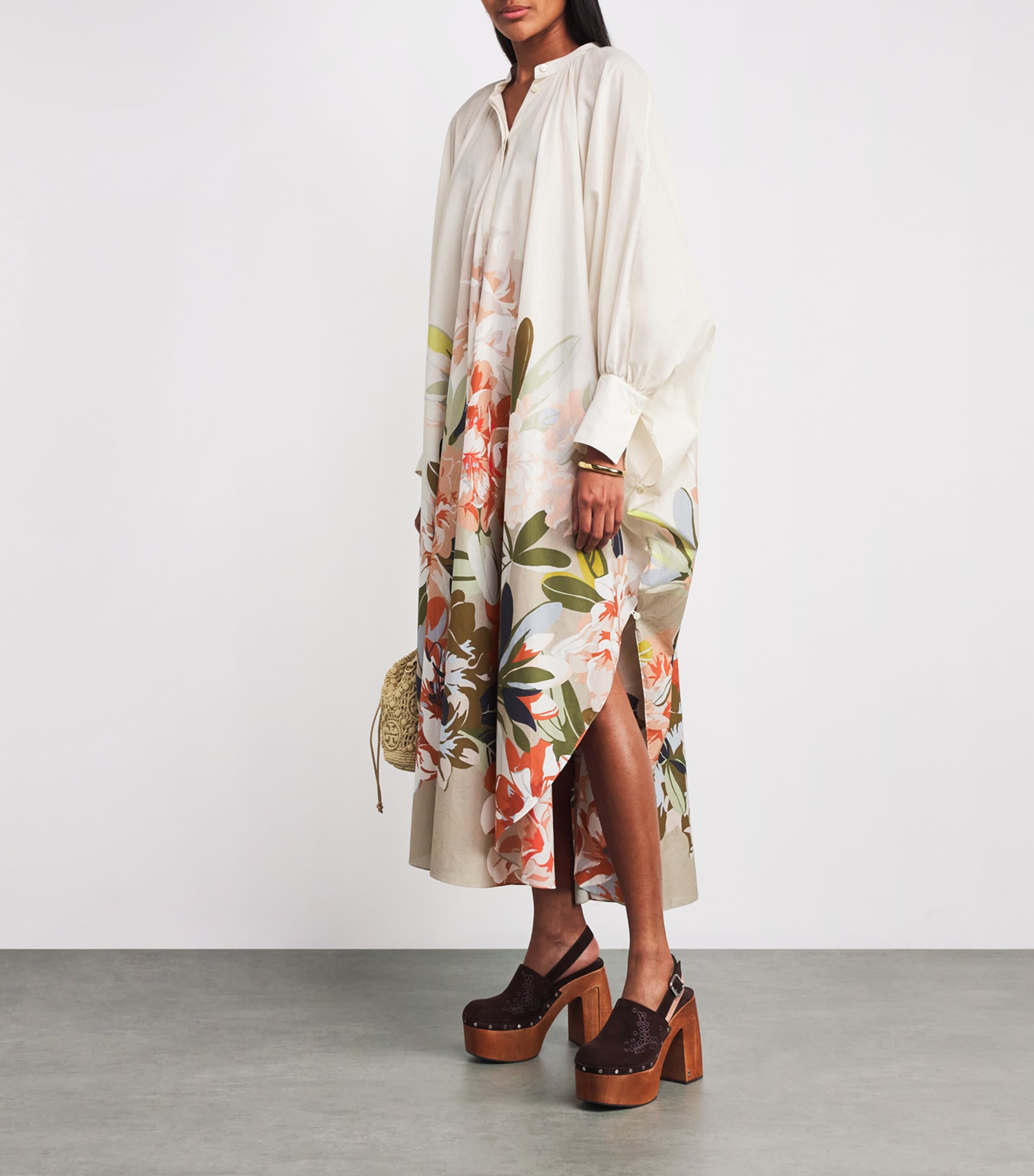 Cotton Floral Rysa Maxi Dress CHMUL CHAMPGNE/MULTI Image 2