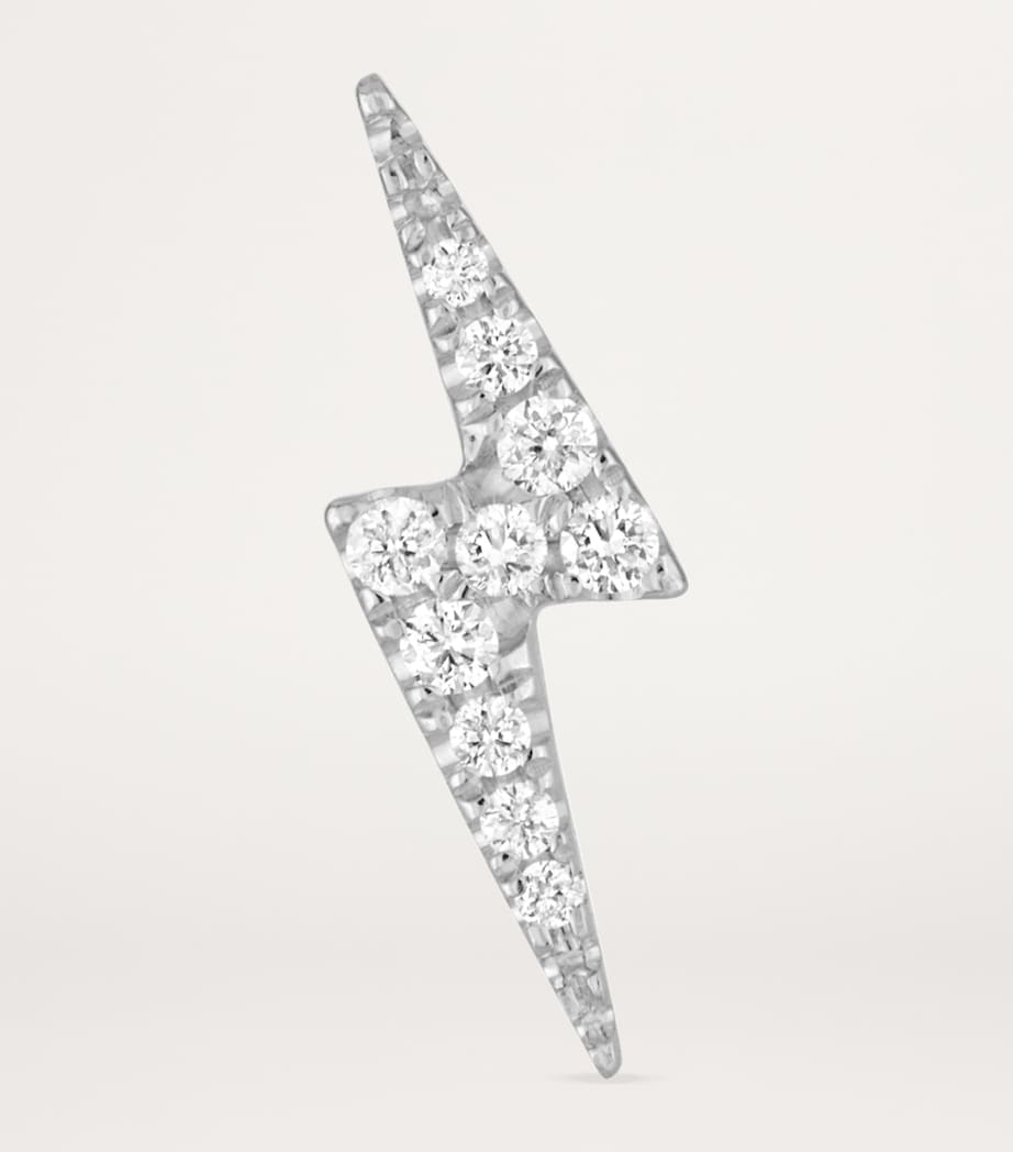 White Gold Diamond Lightning Bolt Threaded Stud Earring (11mm) WHITE GOLD Image 1