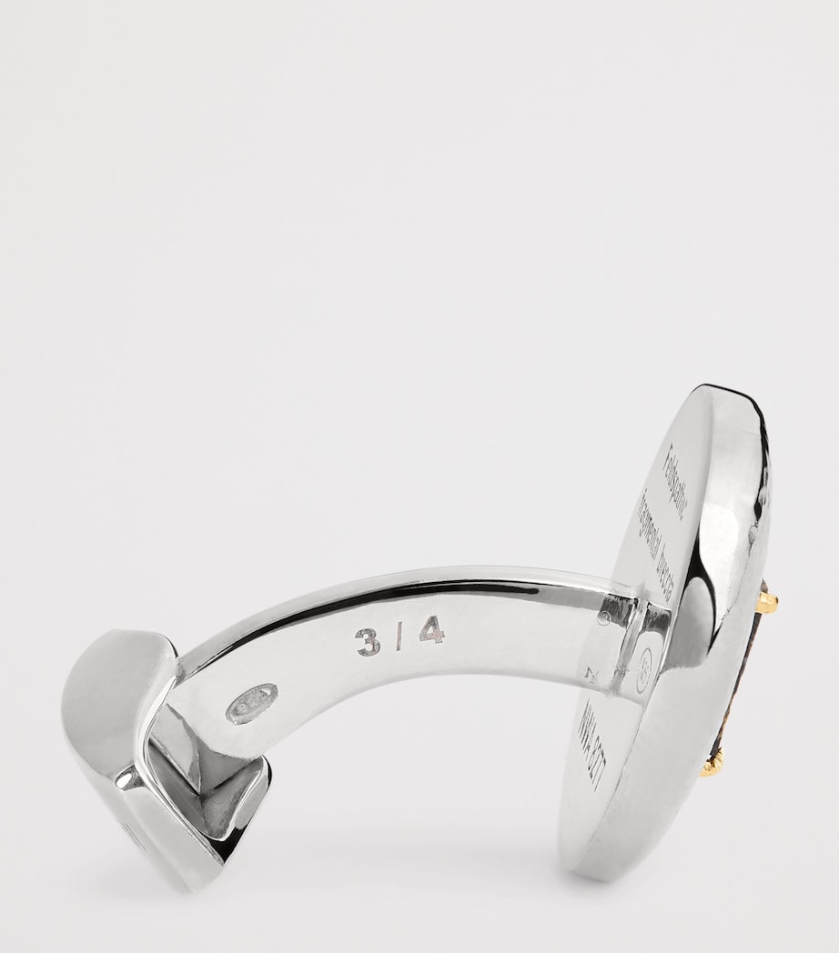 Tateossian Silver and Lunar Breccia Meteorite Cufflinks Yellow Gold Image 4