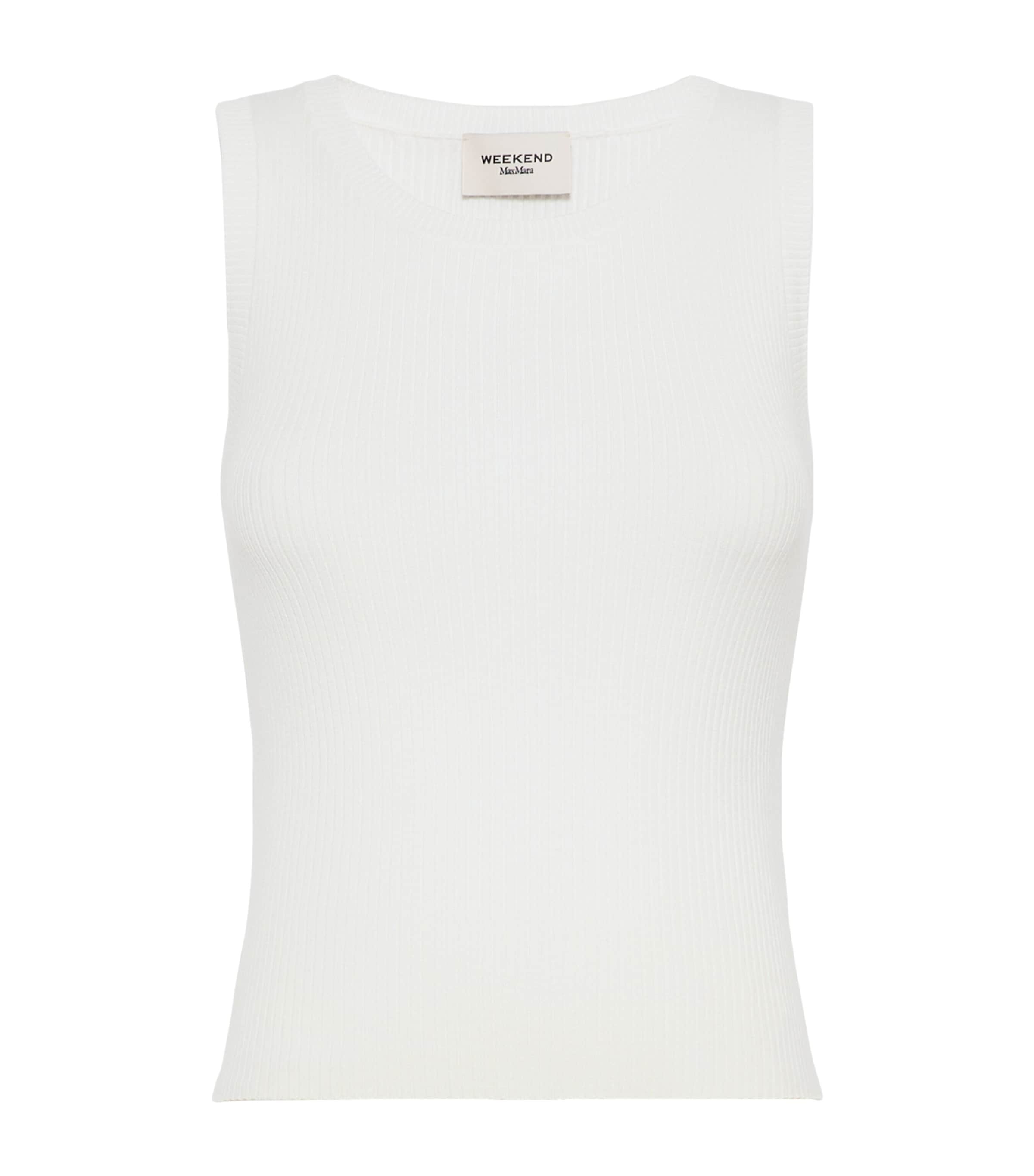 Weekend Max Mara Womens Rib-Knit Tank Top White Image 1