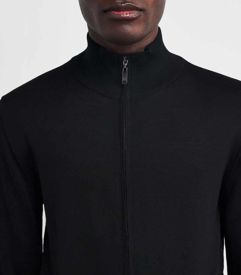 Wool Zip-Up Cardigan 20 BLACK Image 6