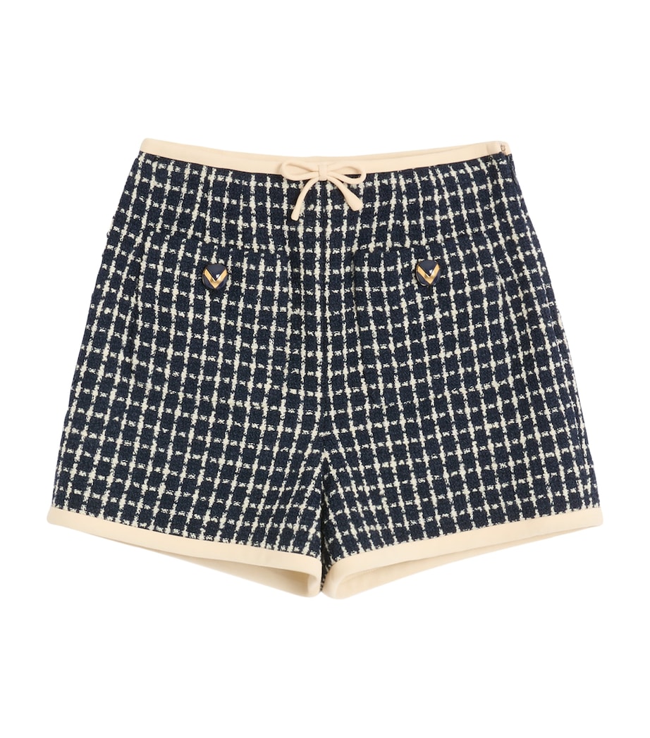 Valentino Womens Wool-Blend Check Shorts Image 1