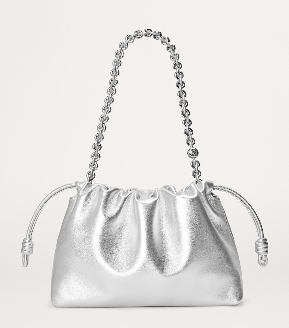 Medium Metallic Leather Flamenco Purse SILVER Image 5