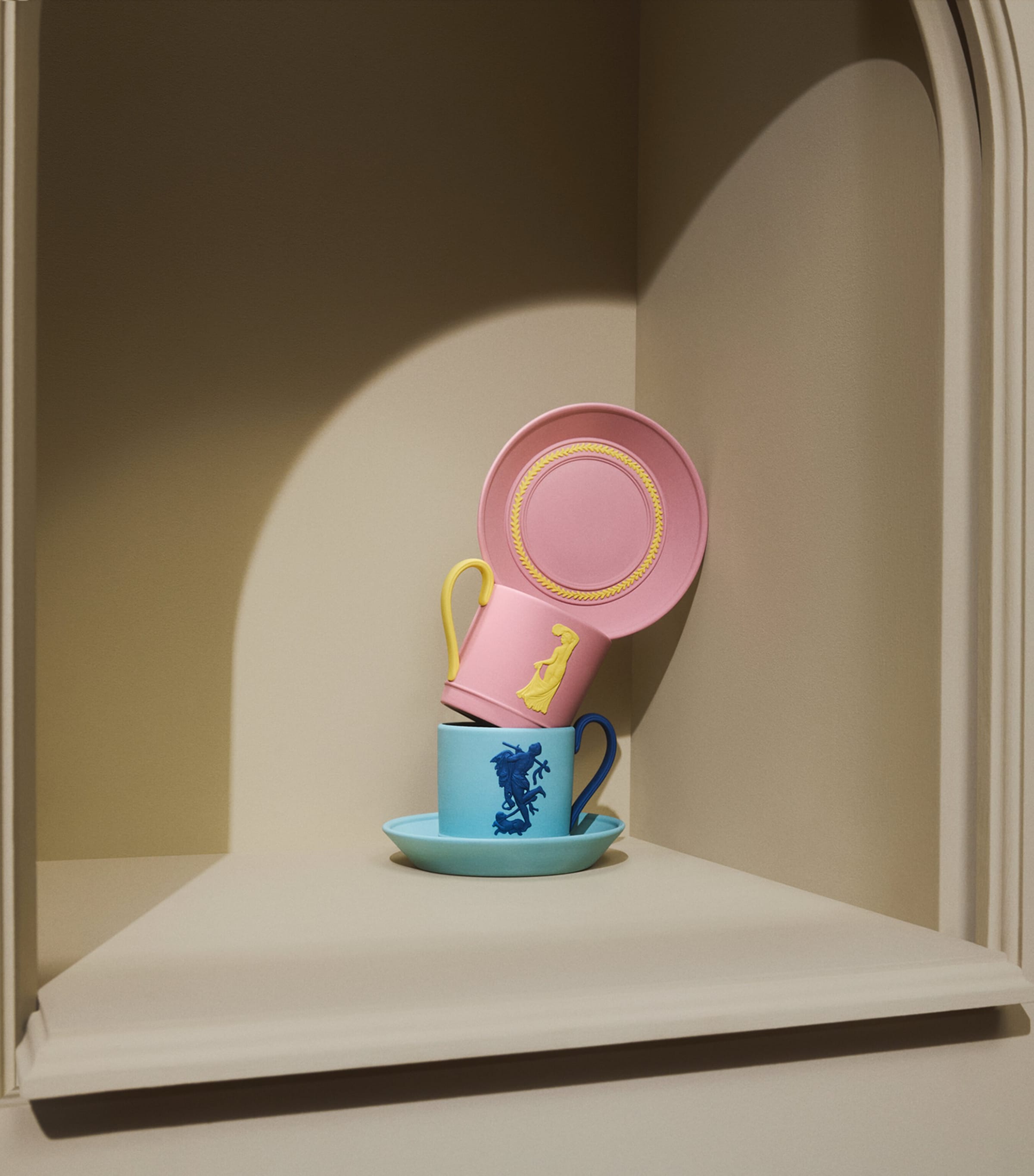 Wedgwood Jasper Bacchus Teacup and Saucer Pink Image 2