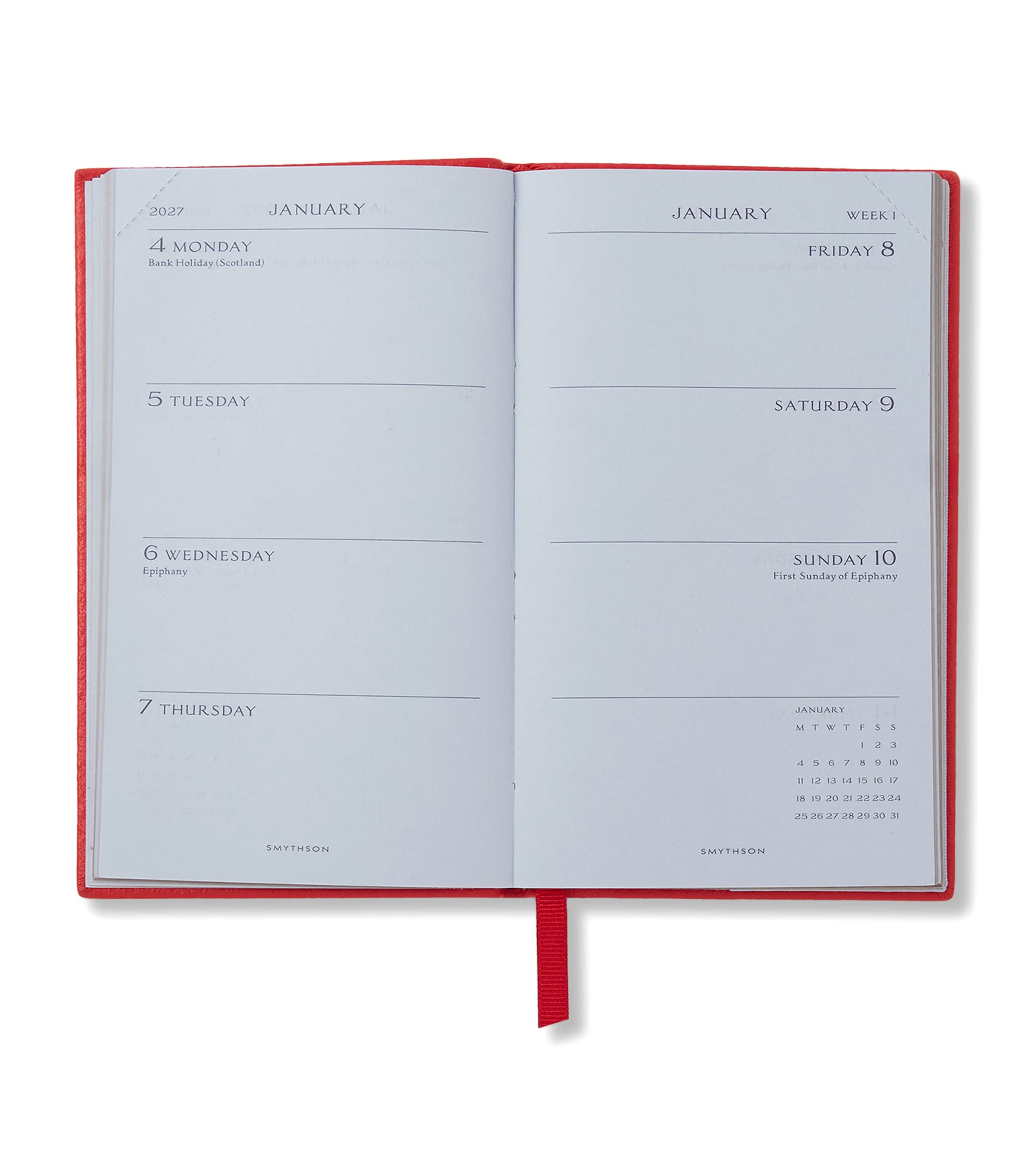 Smythson Leather Panama Weekly Diary 2027 Scarlet Red Image 2
