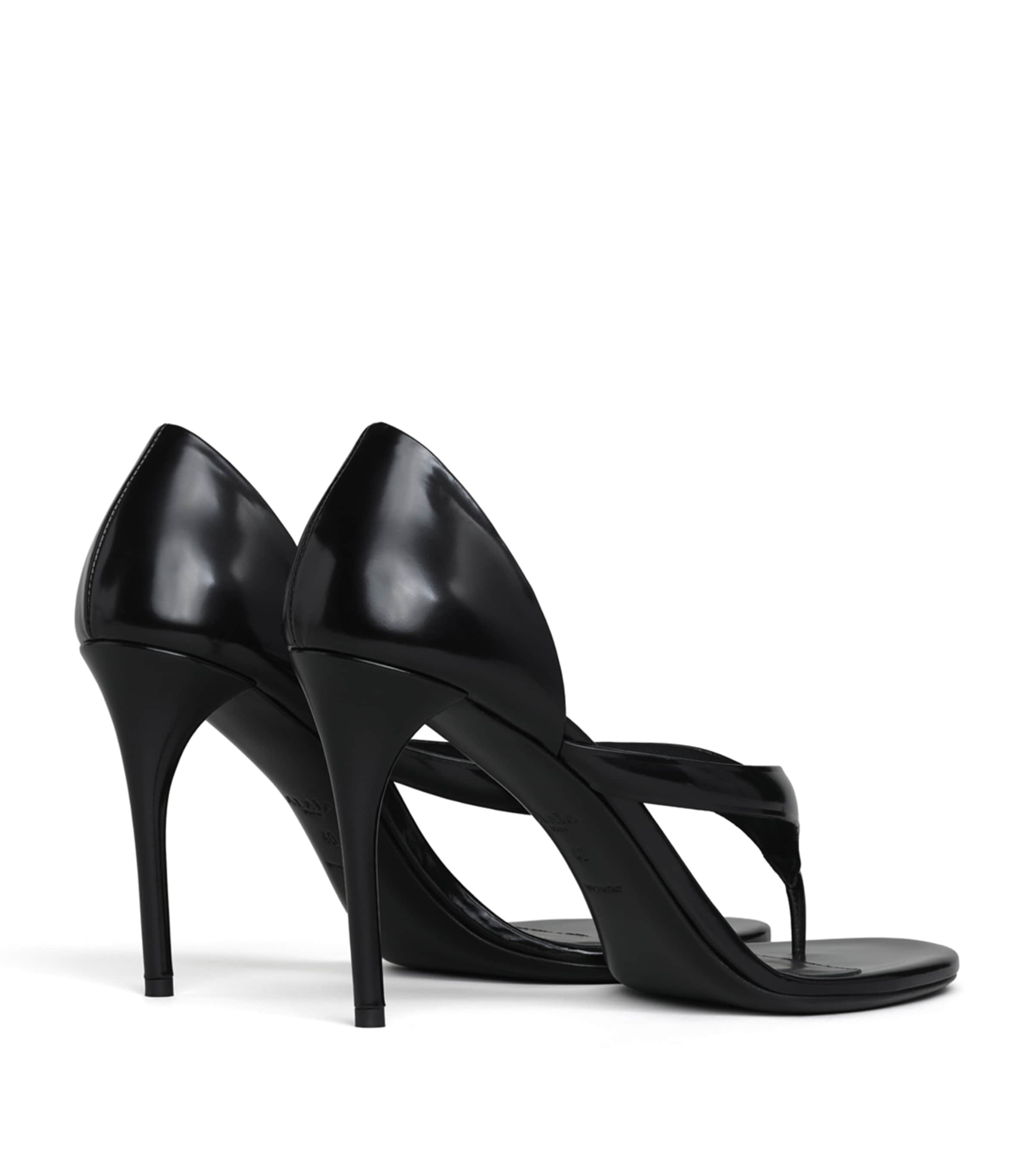 Alaïa Leather Infradito Heeled Sandals 90 Black Image 3