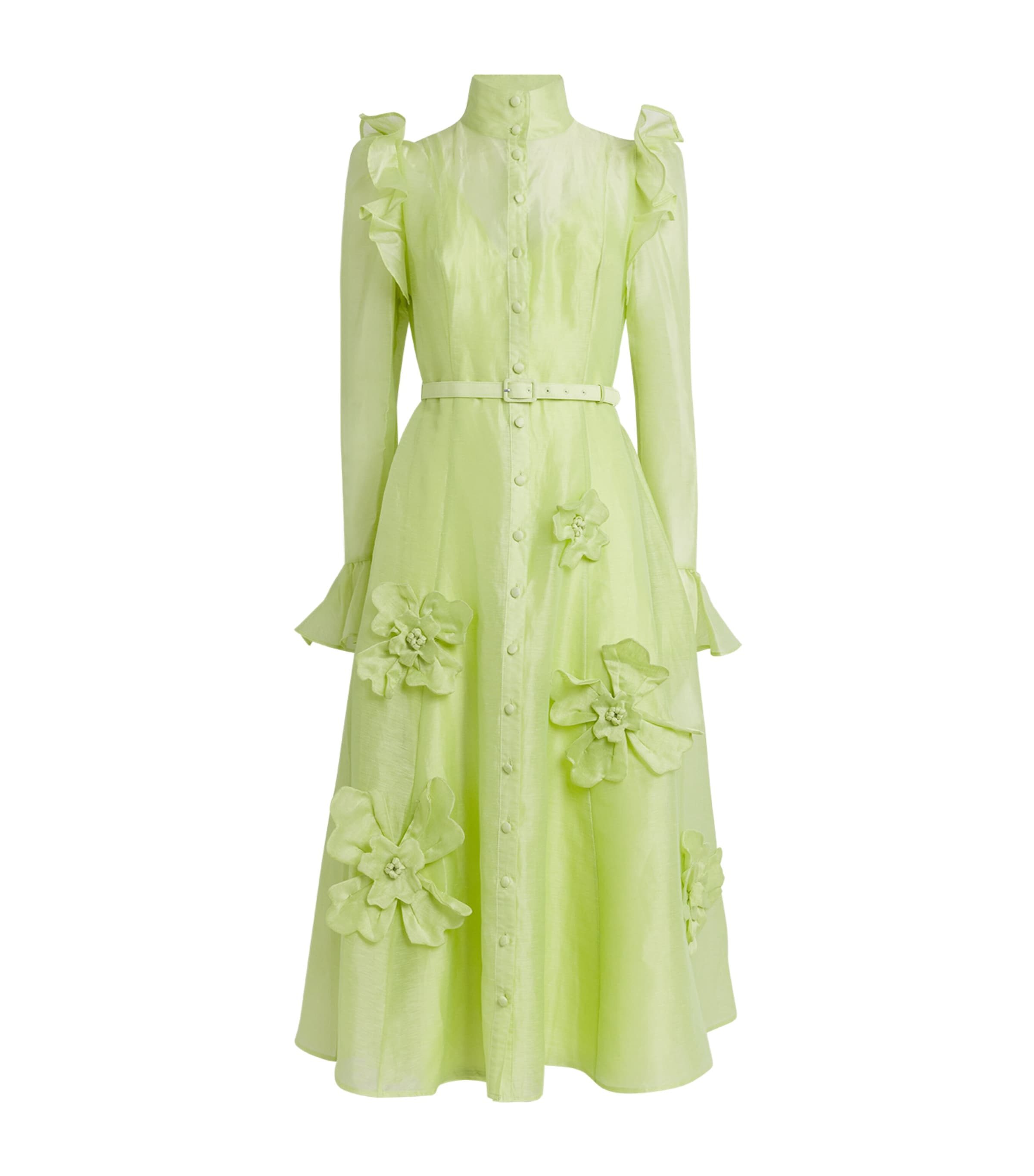 Leo Lin Linen-blend Katrina Midi Dress In Green