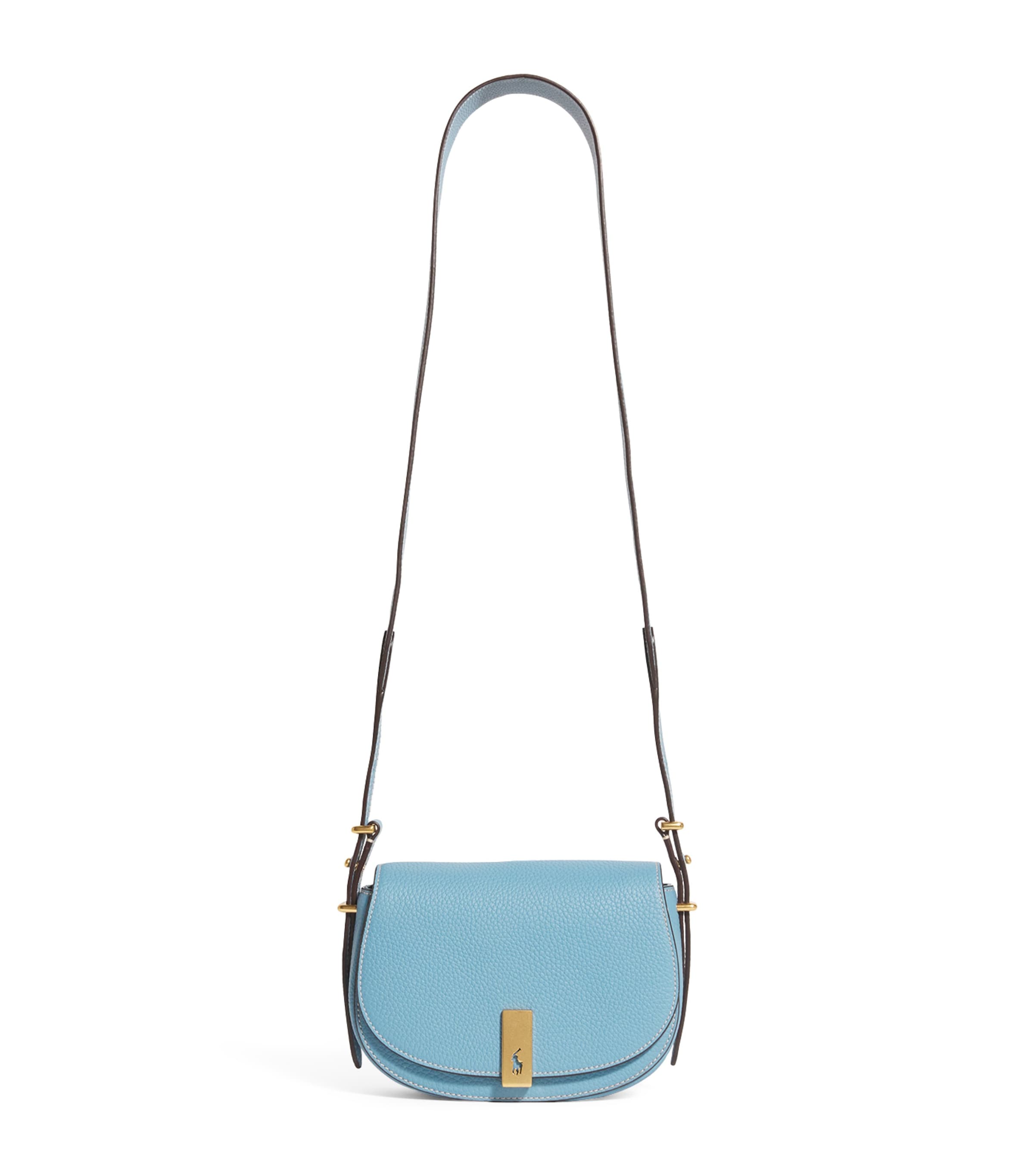 Polo Ralph Lauren Mini Leather Polo Id Saddle Bag In Blue