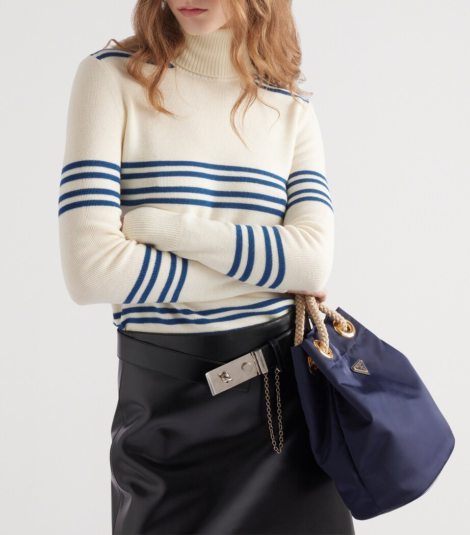 Wool Stripe Rollneck Sweater F042I Image 3