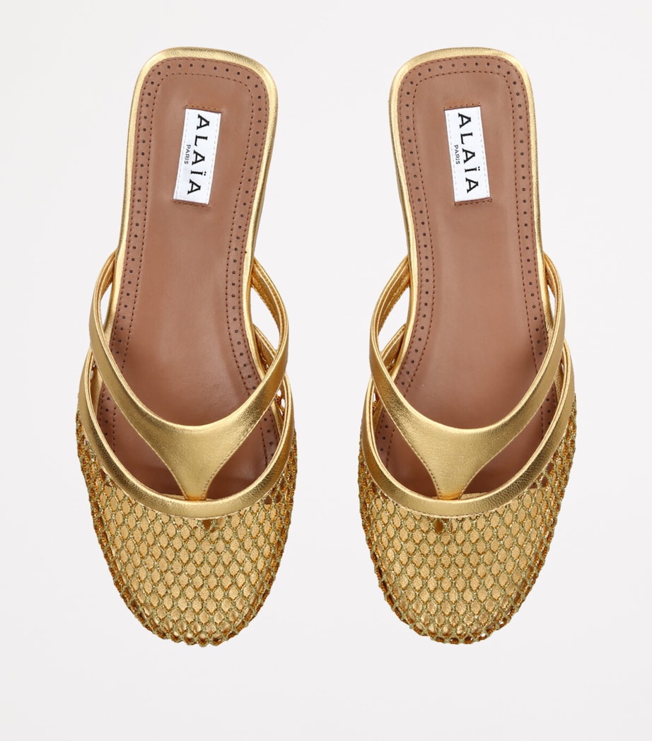 Infradito Fishnet Flat Mules GOLD Image 4