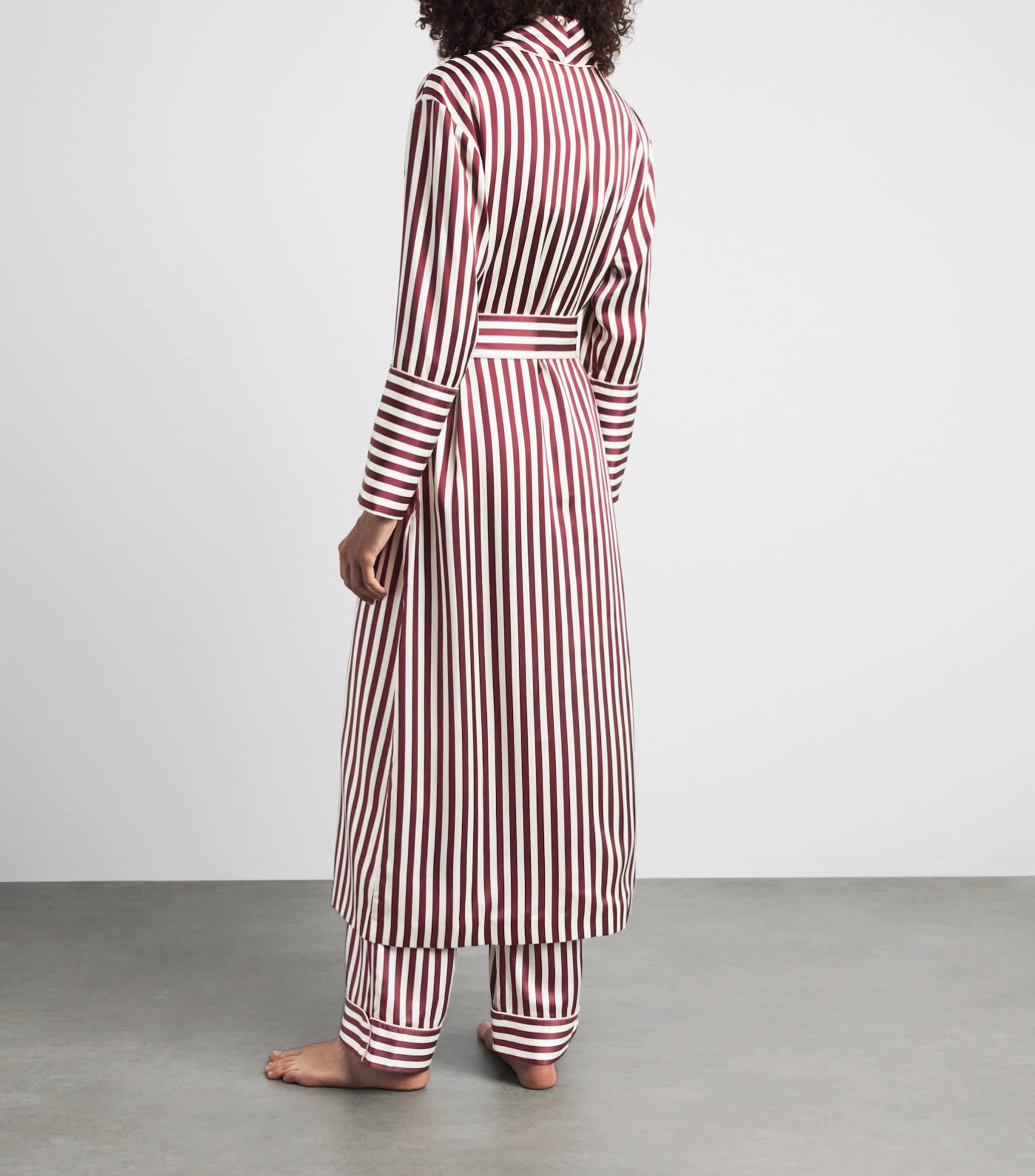 Olivia von Halle Womens Silk Capability Stripe Robe Soren Image 4
