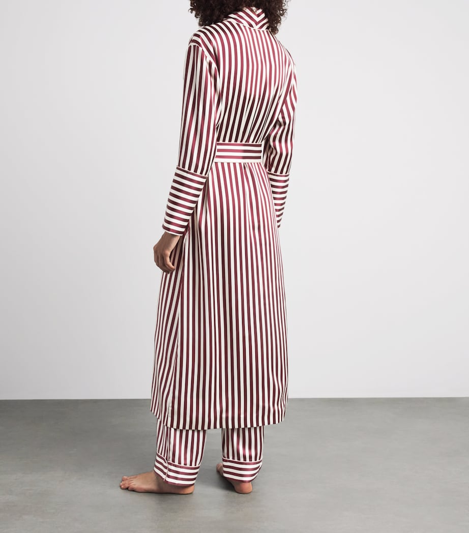 Olivia von Halle Womens Silk Capability Stripe Robe Soren Image 4
