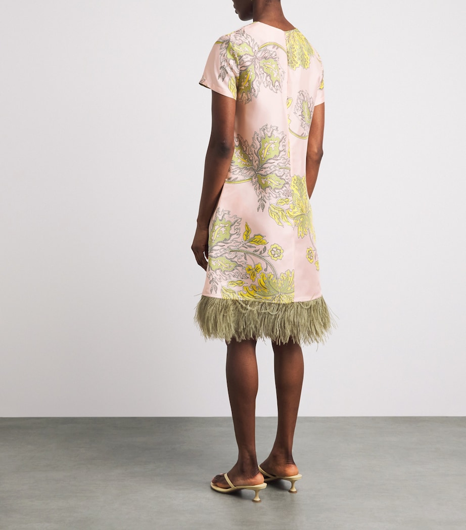 La Doublej Womens Silk Ostrich Feather Mini Swing Dress Swathe Image 4