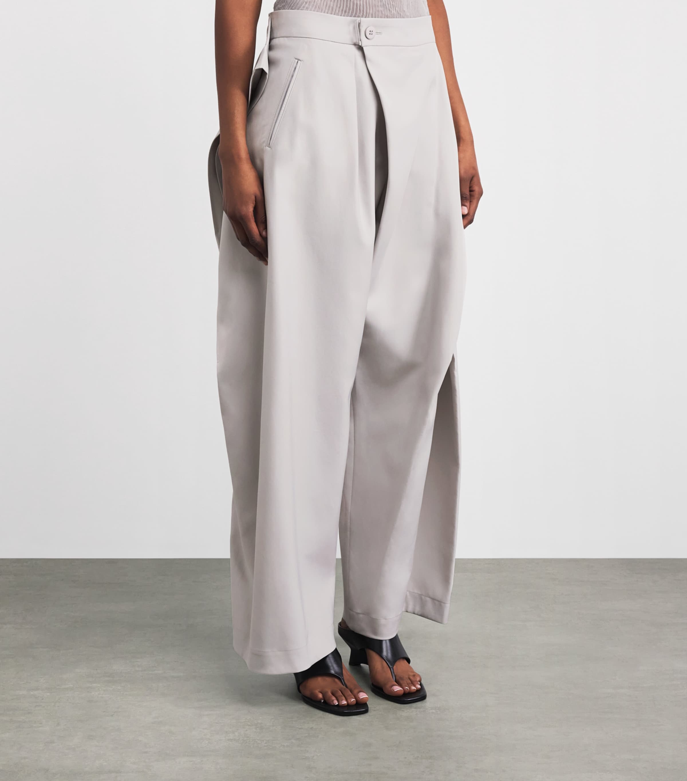 Issey Miyake Womens Fluttering Trousers Light Grey Image 4