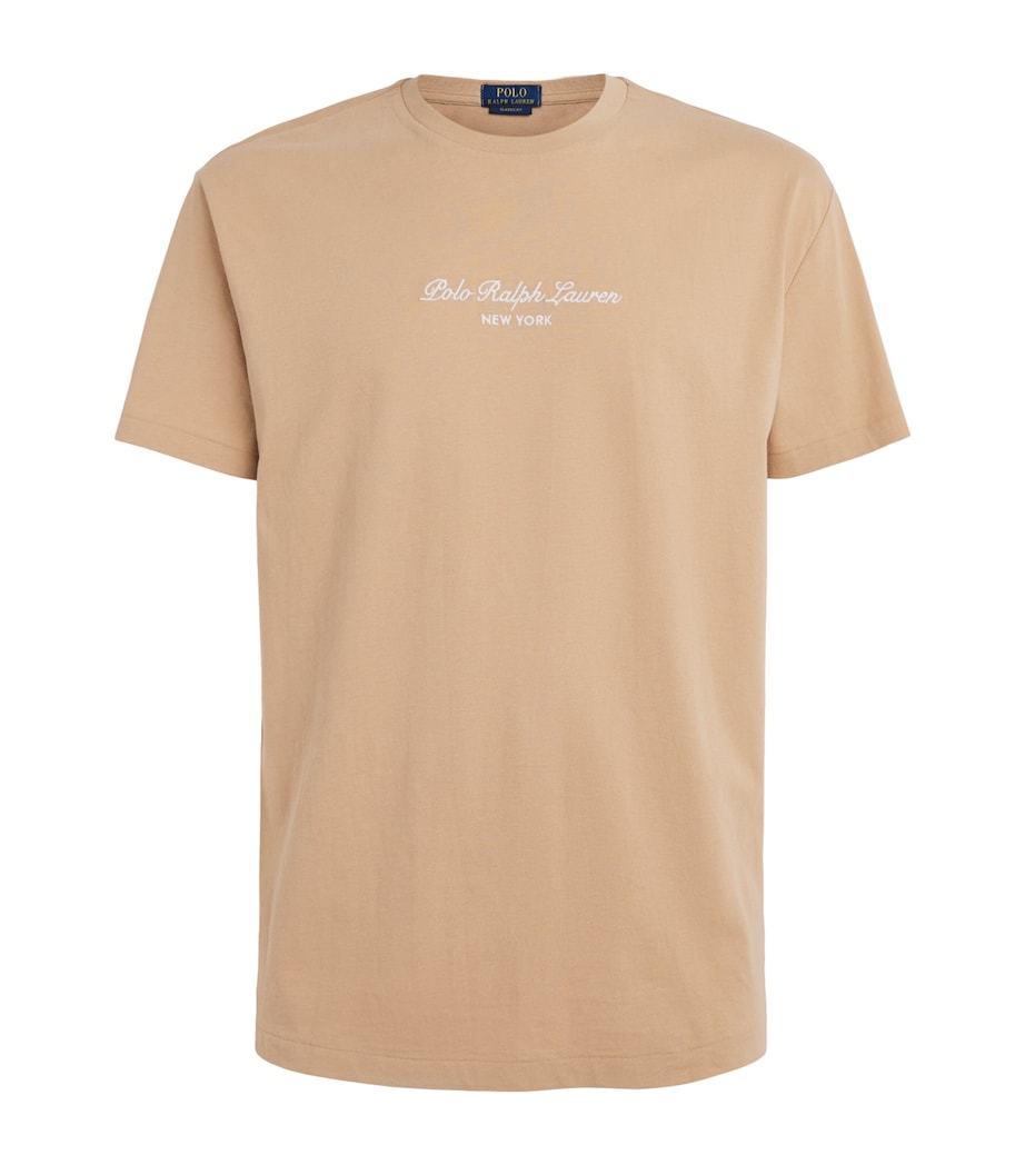 Polo Ralph Lauren Mens Cotton Embroidered Logo T-Shirt Vintage Khaki Image 1