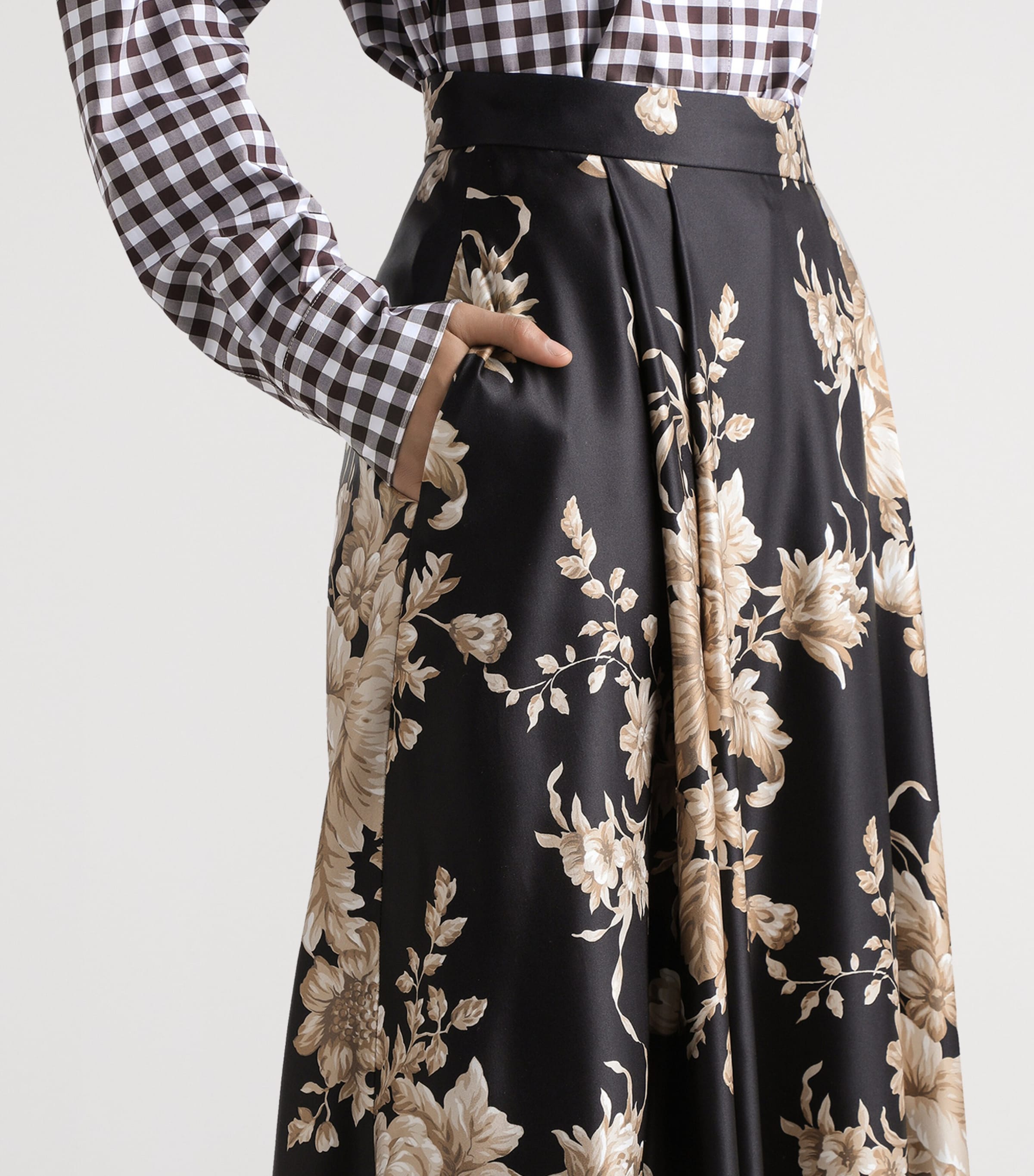 Silk Floral Midi Skirt HN4OX-ROSE CRET Image 5