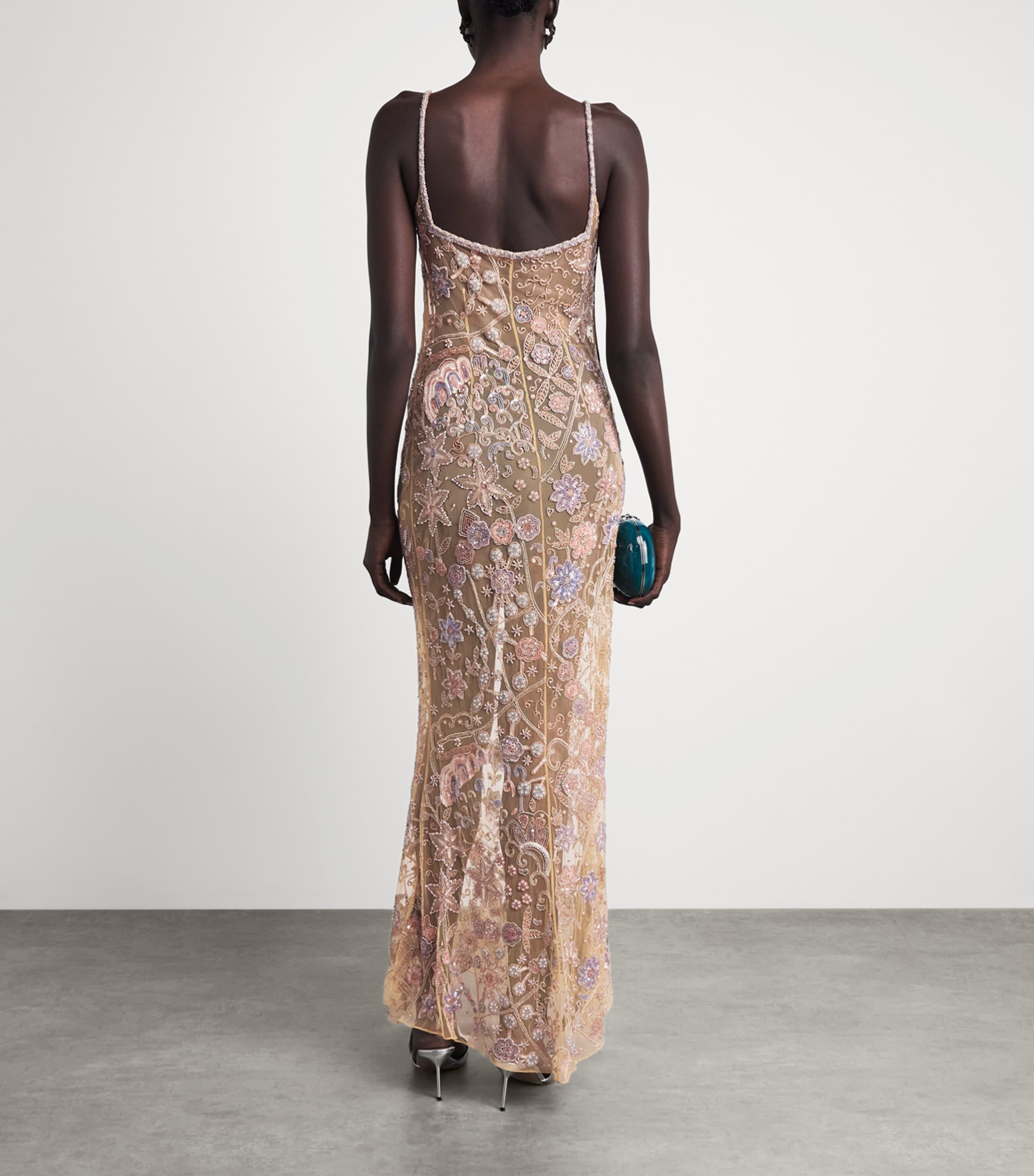 Clio Peppiatt Womens Beaded Solea Maxi Dress Pastel Multi Image 4