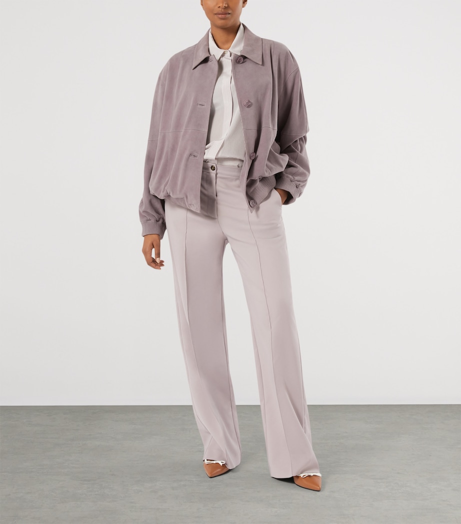 Marina Rinaldi Womens Cotton-Blend Tailored Trousers Lilac Image 2