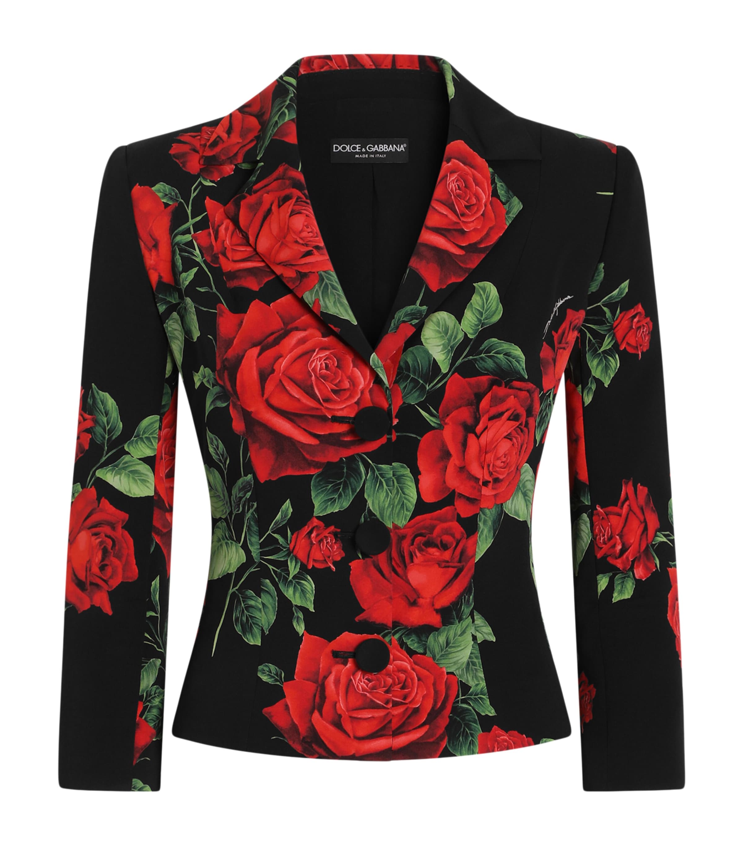 Dolce&Gabbana Womens Silk-Blend Floral Print Blazer Rose Rosse F Image 1