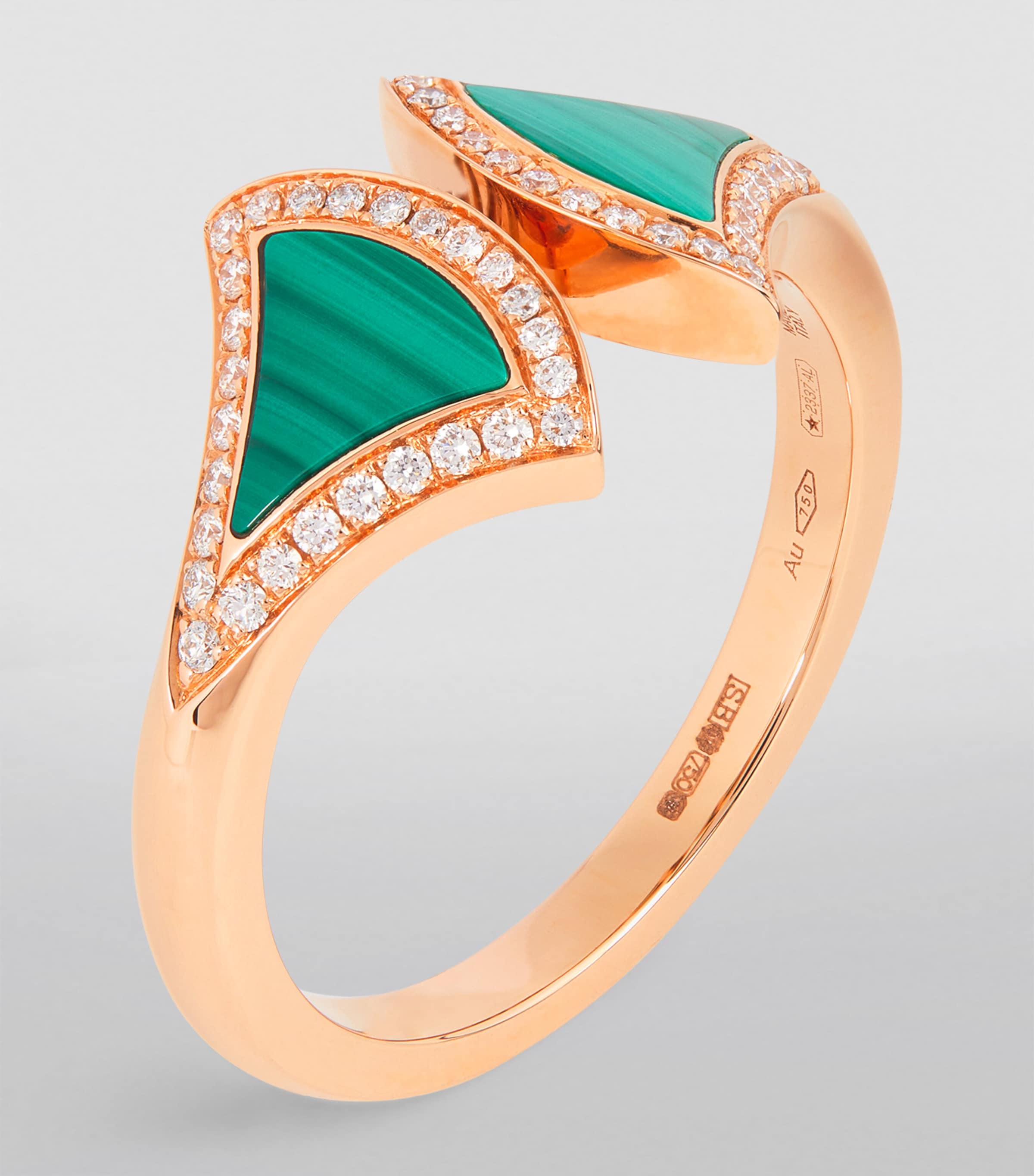 Rose Gold, Diamond and Malachite Divas' Dream Ring PINK GOLD Image 2