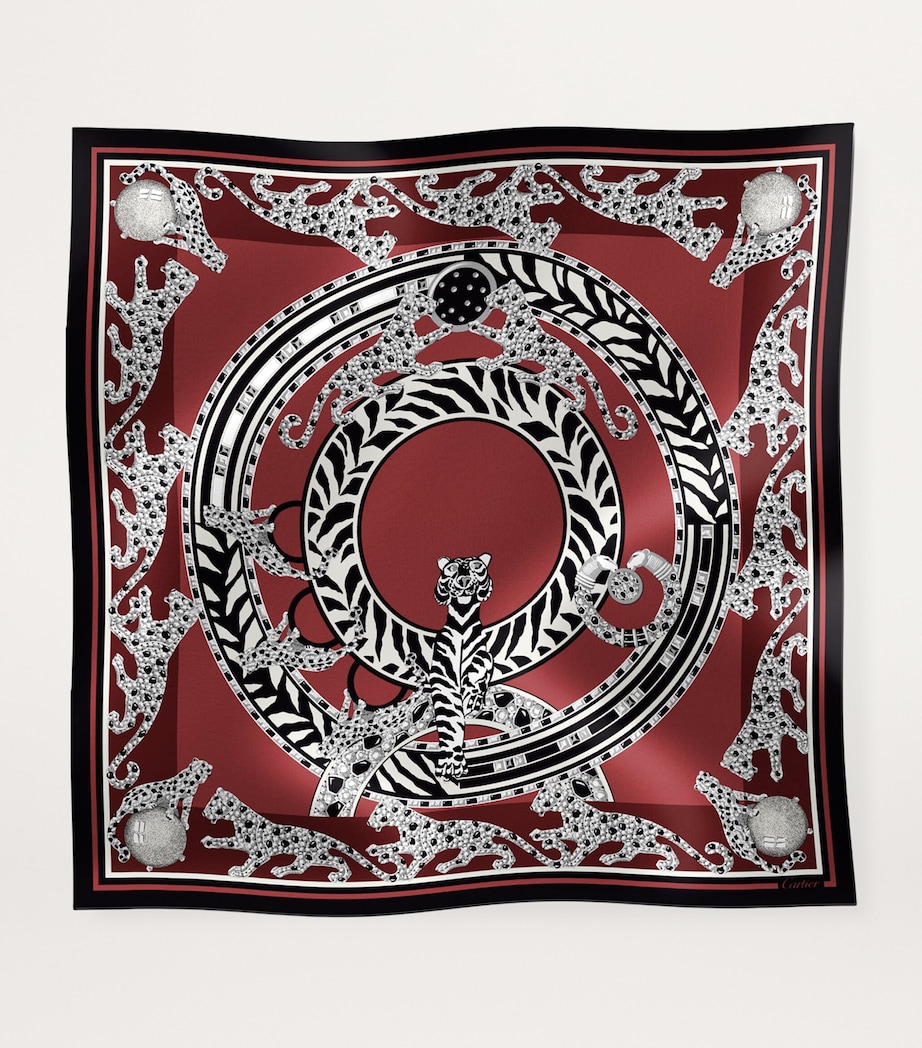 Silk Panthère Reissue Scarf BURGUNDY Image 3