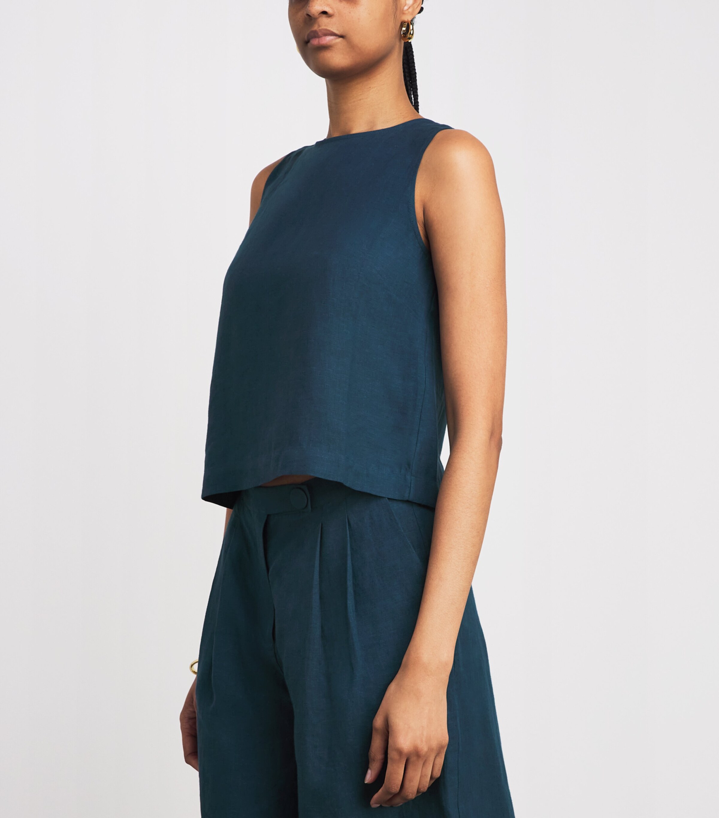 Eres Womens Linen Sleeveless Ravie Blouse Ocean Image 4