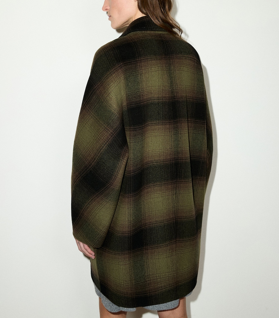 MAX&Co. Womens Virgin Wool Blurred Check Coat Green Image 3