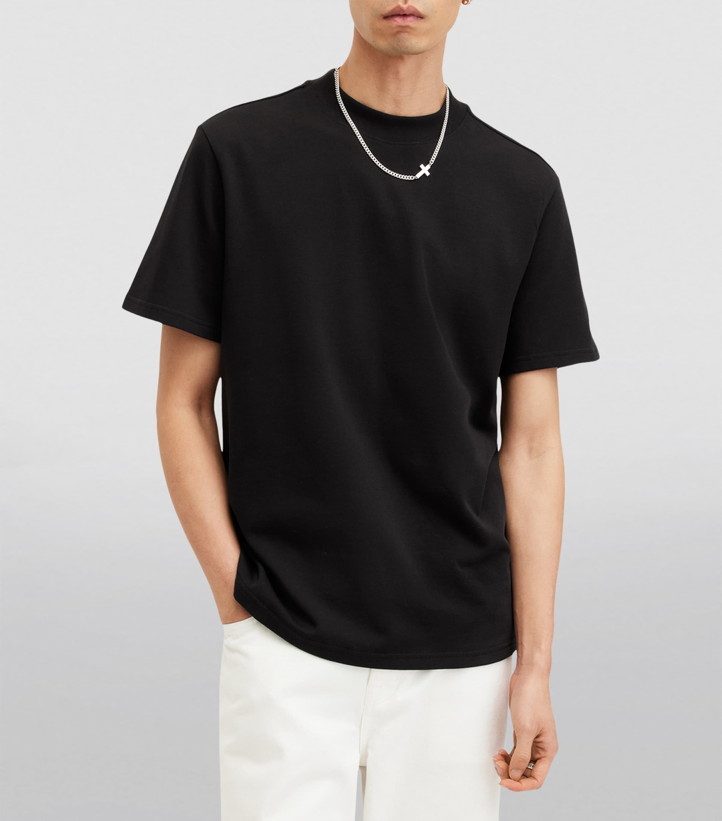 AllSaints Mens Organic Cotton Nero T-Shirt Jet Black Image 3