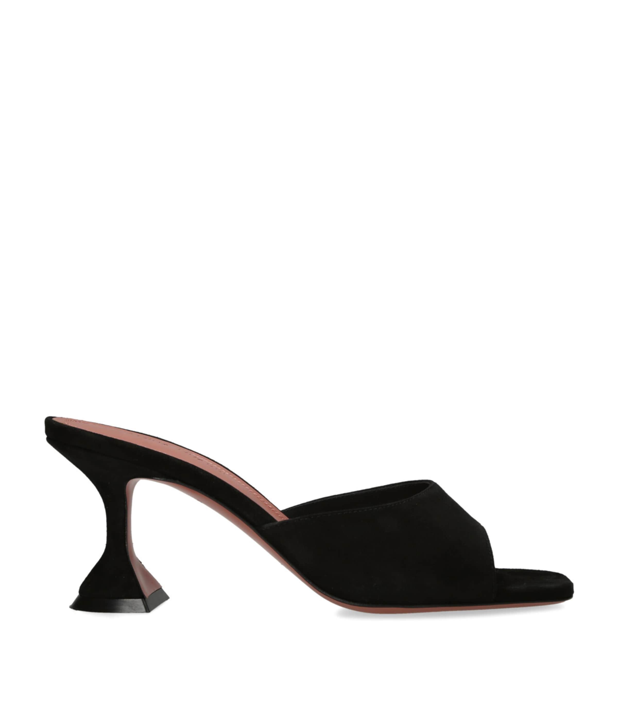 Shop Amina Muaddi Suede Lupita Mules 70 In Black