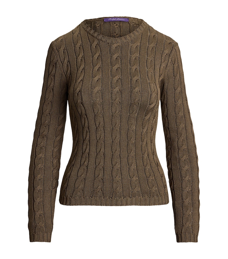 Ralph Lauren Collection Womens Silk-Blend Cable-Knit Sweater Portobello Image 1