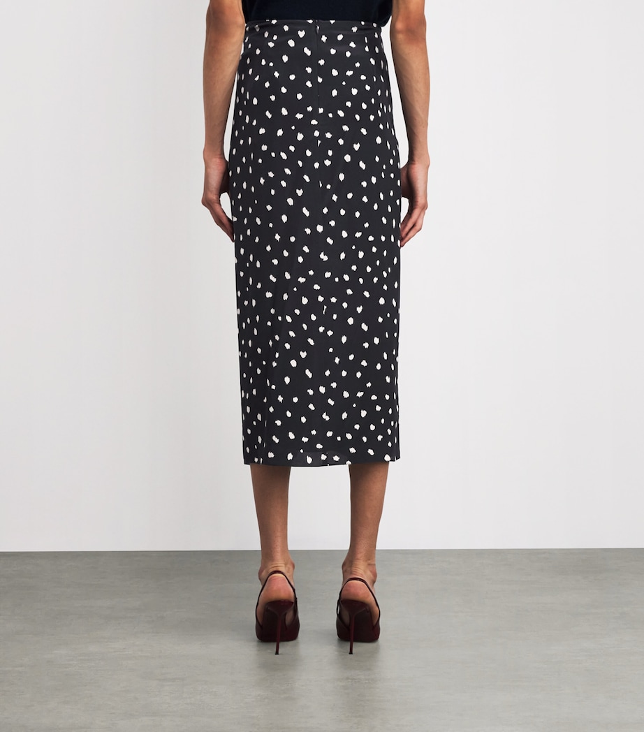 Silk Ruched Mariquita Midi Skirt F005 POIS NAVY Image 4