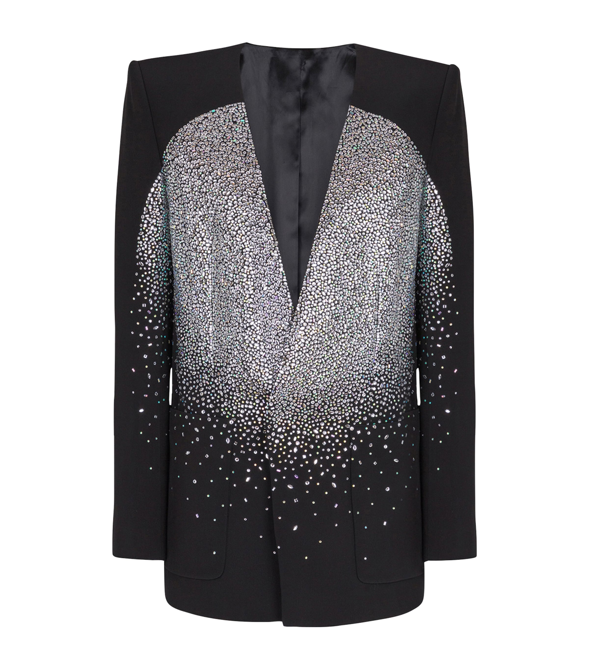 Balmain Silver Rhinestone-Embellished Blazer Harrods UK