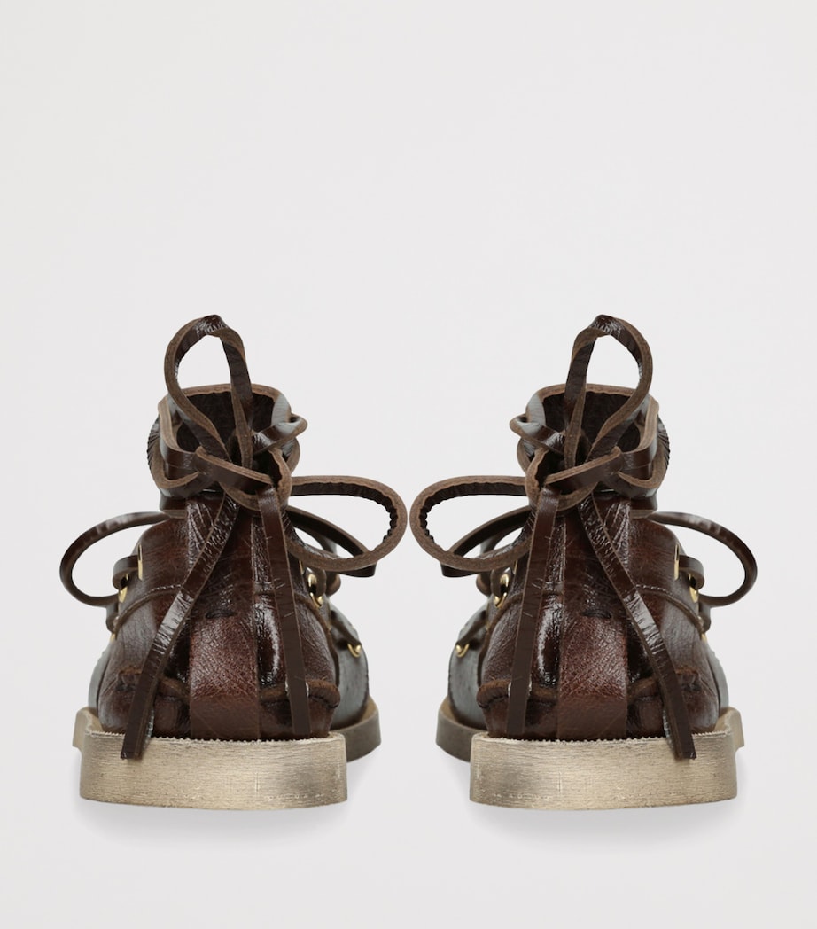 Golden Goose Leather Barca Boat Shoes Brown Image 2